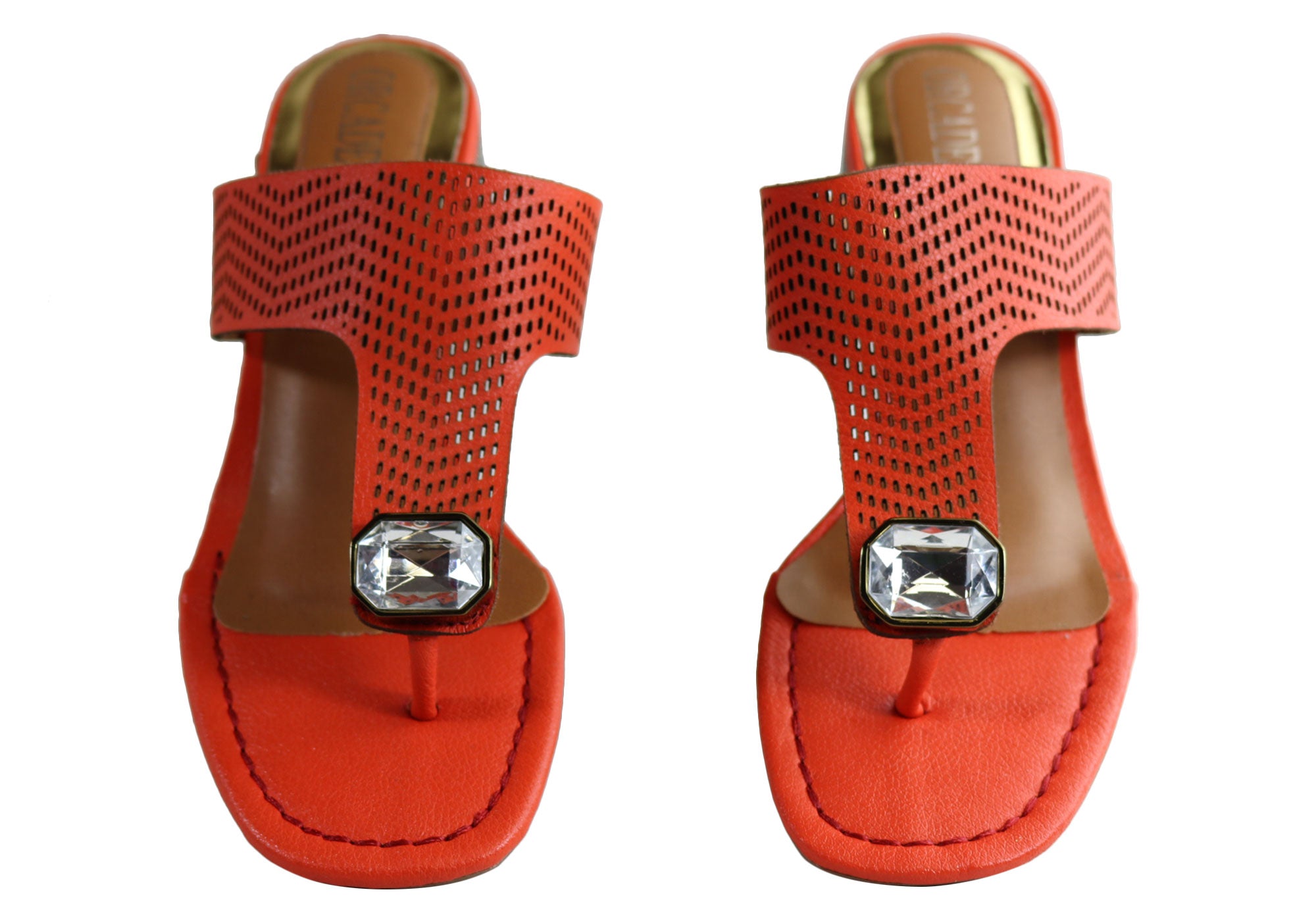 Orcade Deidre Women's Brazilian Comfort Leather Mid Heel Sandals - Stylish Thong Sandals for Summer, Beach, and Casual Outings