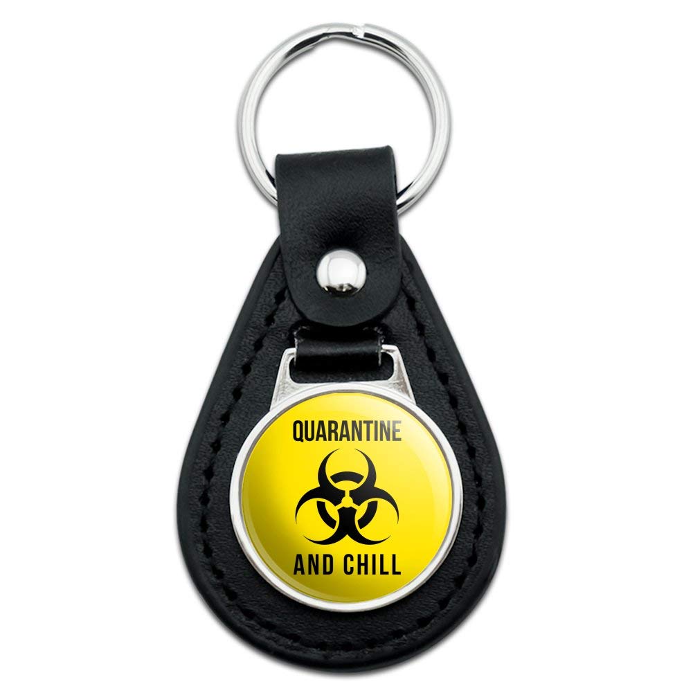 Black Leather Biohazard Quarantine Keychain - Punk Style Accessory for Backpacks, Gifts & Everyday Carry | GRAPHICS & MORE
