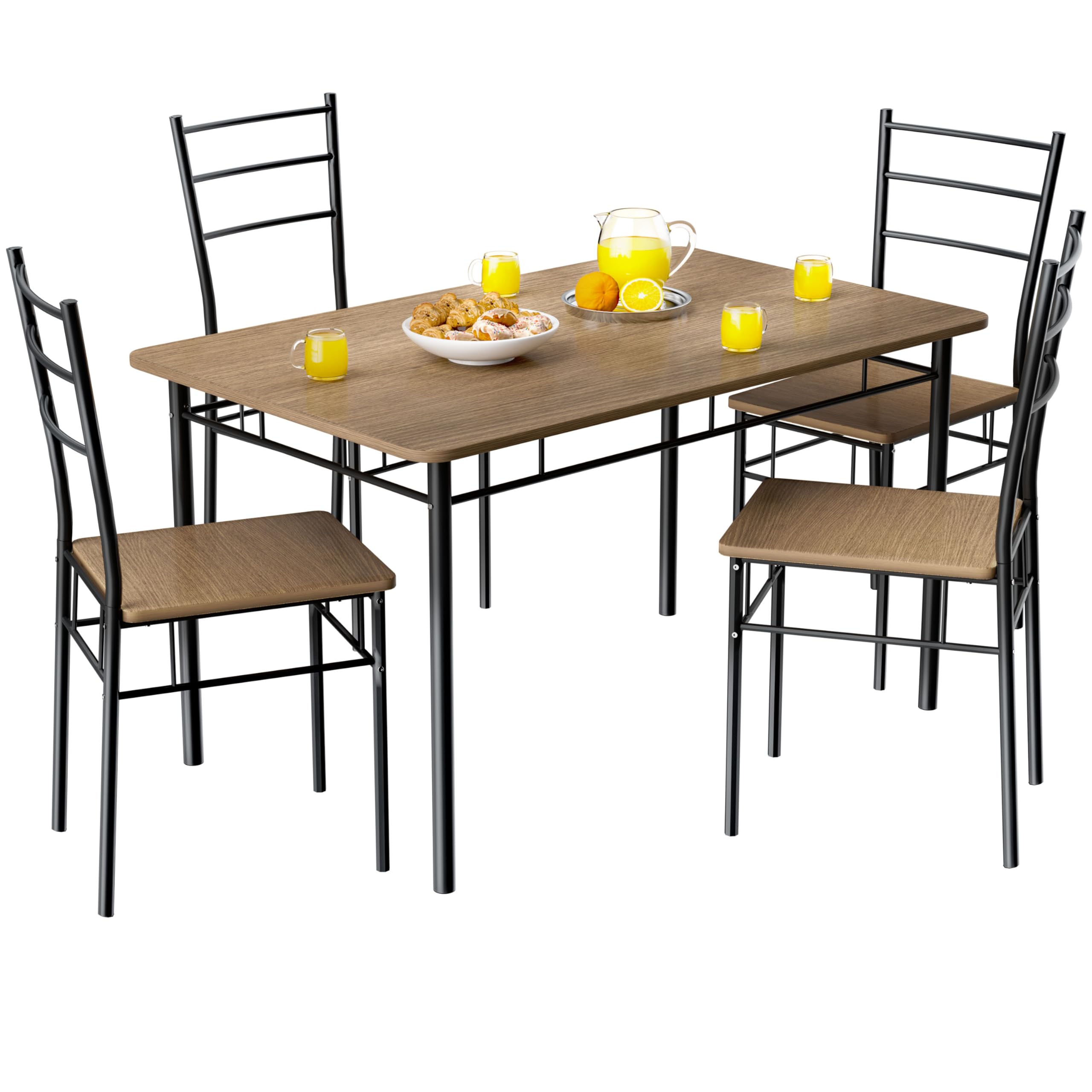 CASARIA® Leo 5-Piece Dining Set - Modern Industrial Style Table & 4 Chairs | 43