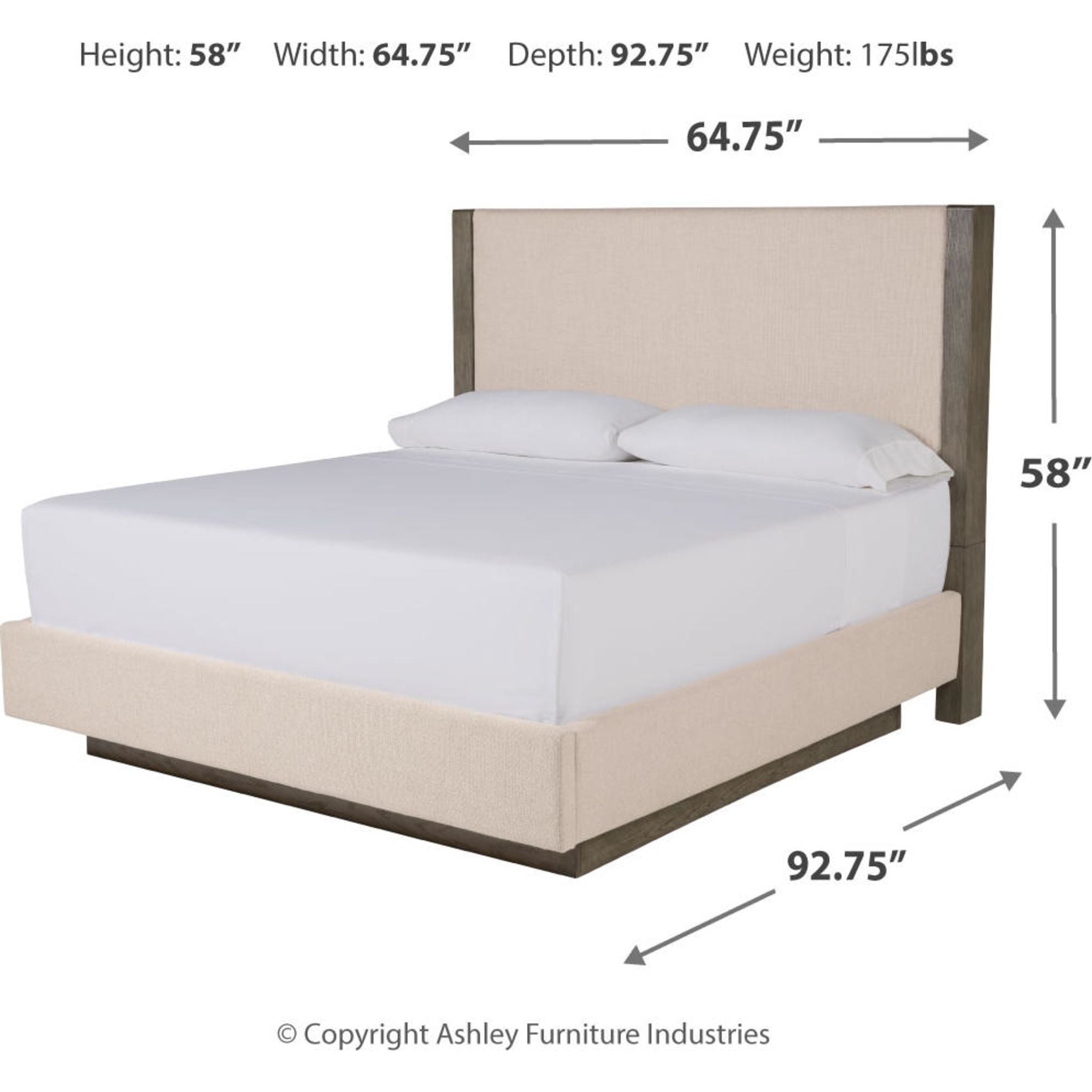 Anibecca Upholstered Panel Bed Frame - Queen Size Weathered Gray Fabric Headboard - Modern Bedroom Furniture for Master & Guest Rooms