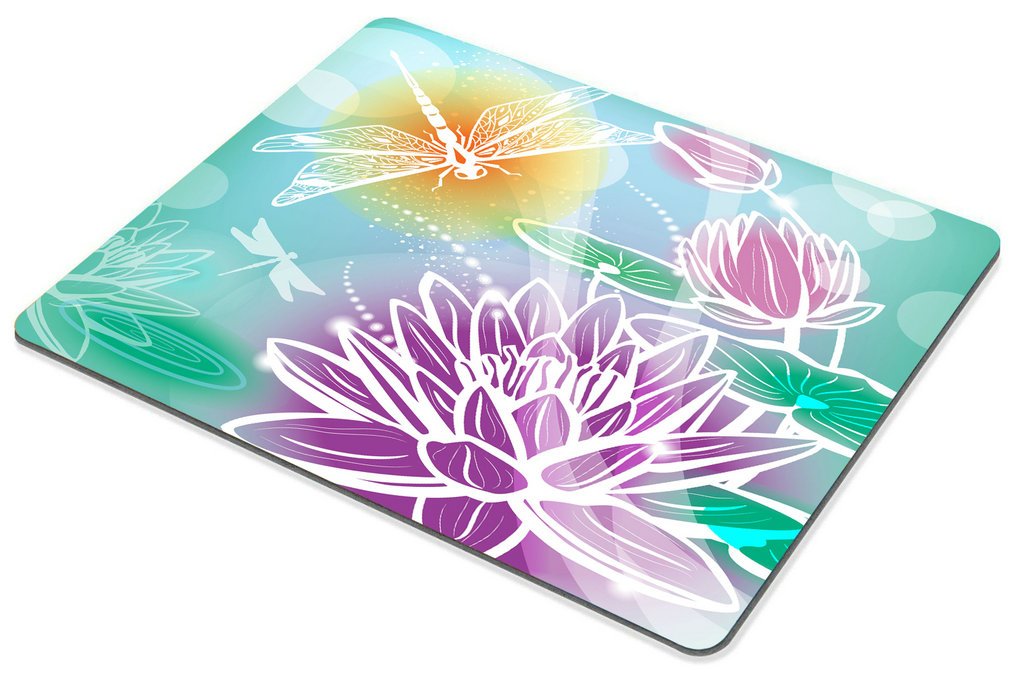 Custom Smooffly Gaming Mouse Pad with Lotus & Dragonfly Design - Large Non-Slip Surface for PC, Laptop, Office & Esports Gaming