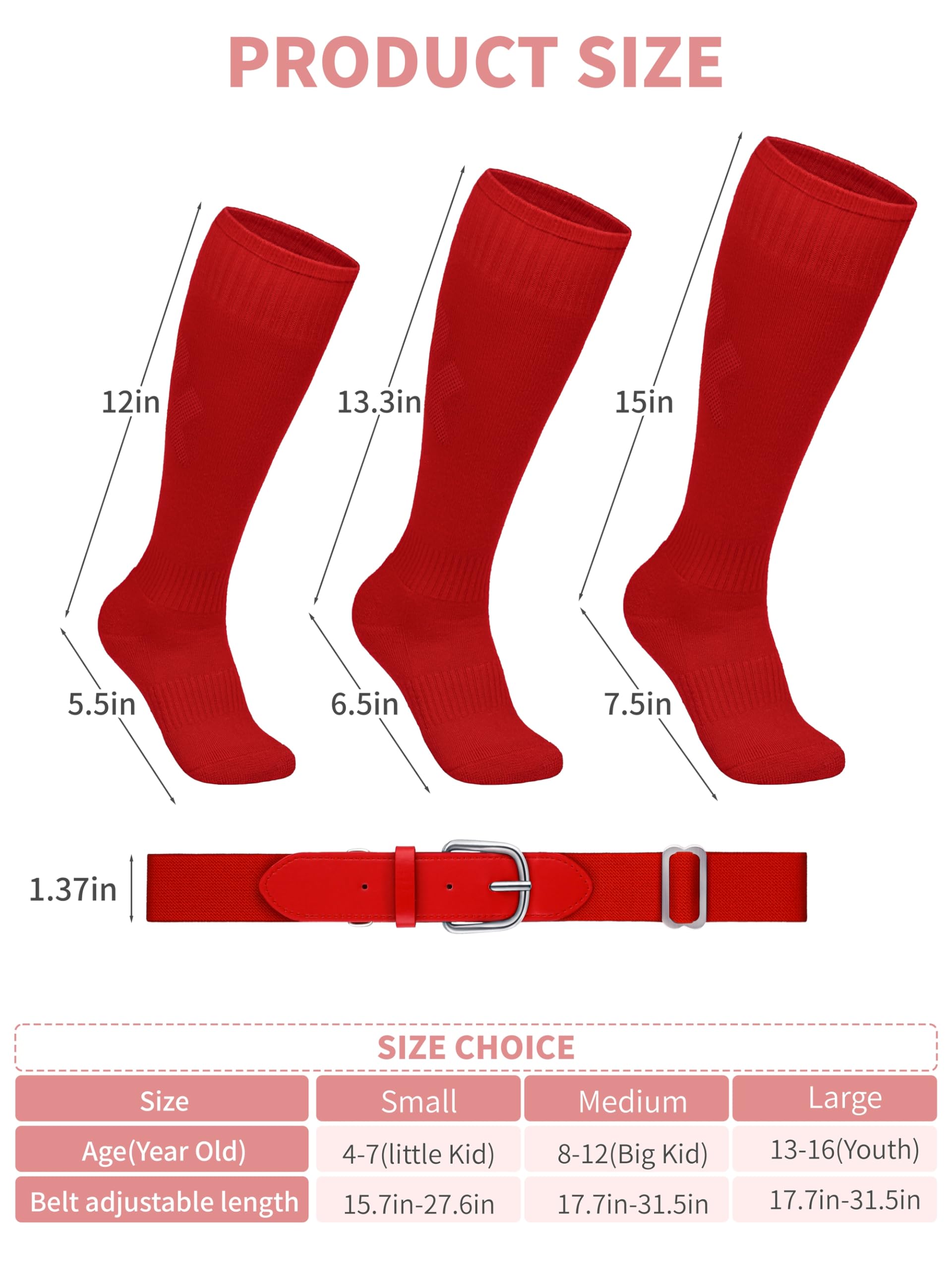 **Youth Adjustable Baseball Socks & Belt Combo Set for Boys & Girls – Perfect for Baseball, Softball & Sports Training**