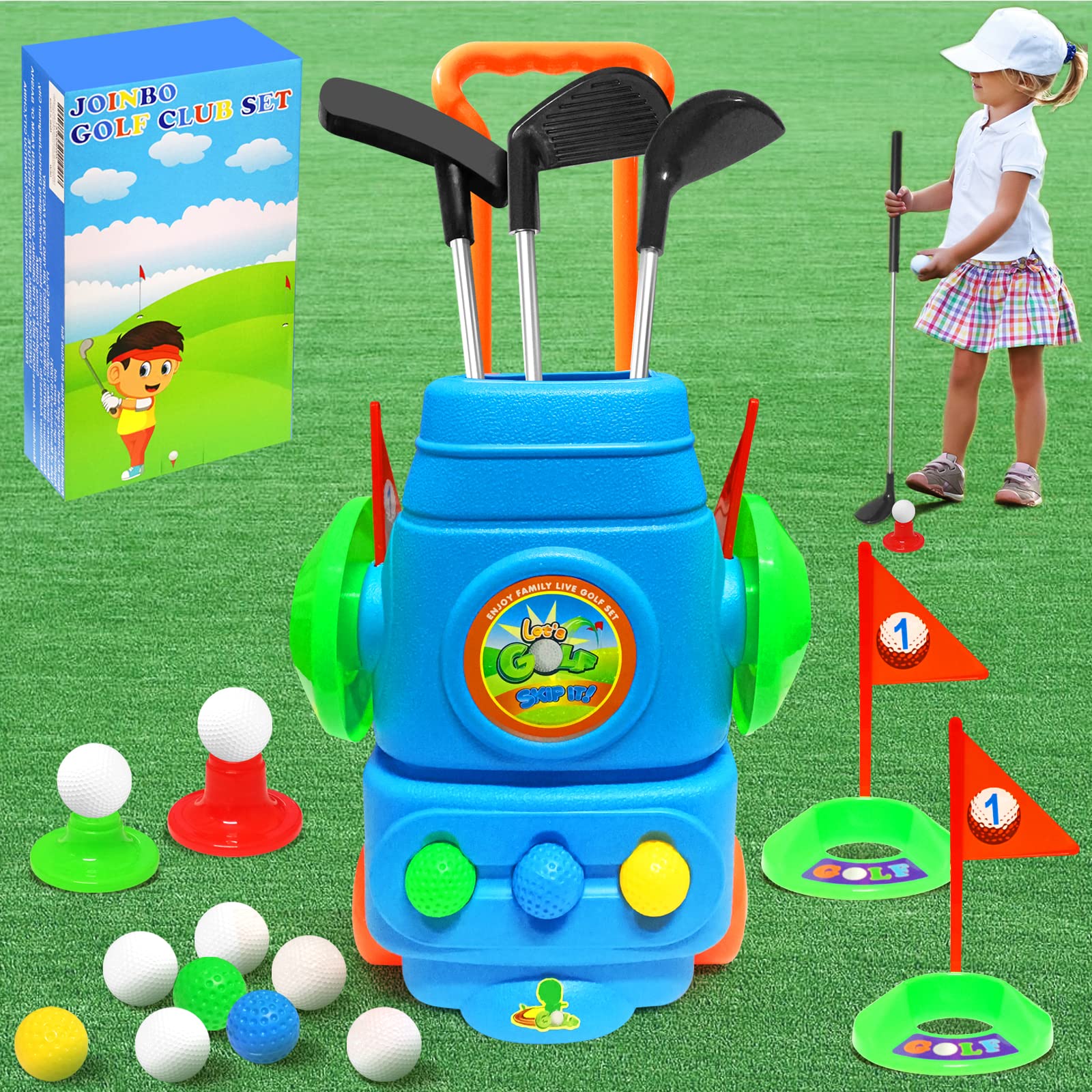 JOINBO Kids Golf Clubs Set for Toddlers Ages 3-6 - Right Handed Junior Golf Clubs with Bag, Perfect Outdoor Sports Toys & Birthday Gifts for Boys and Girls - Ideal for Backyard Practice, Family Fun & Early Golf Training