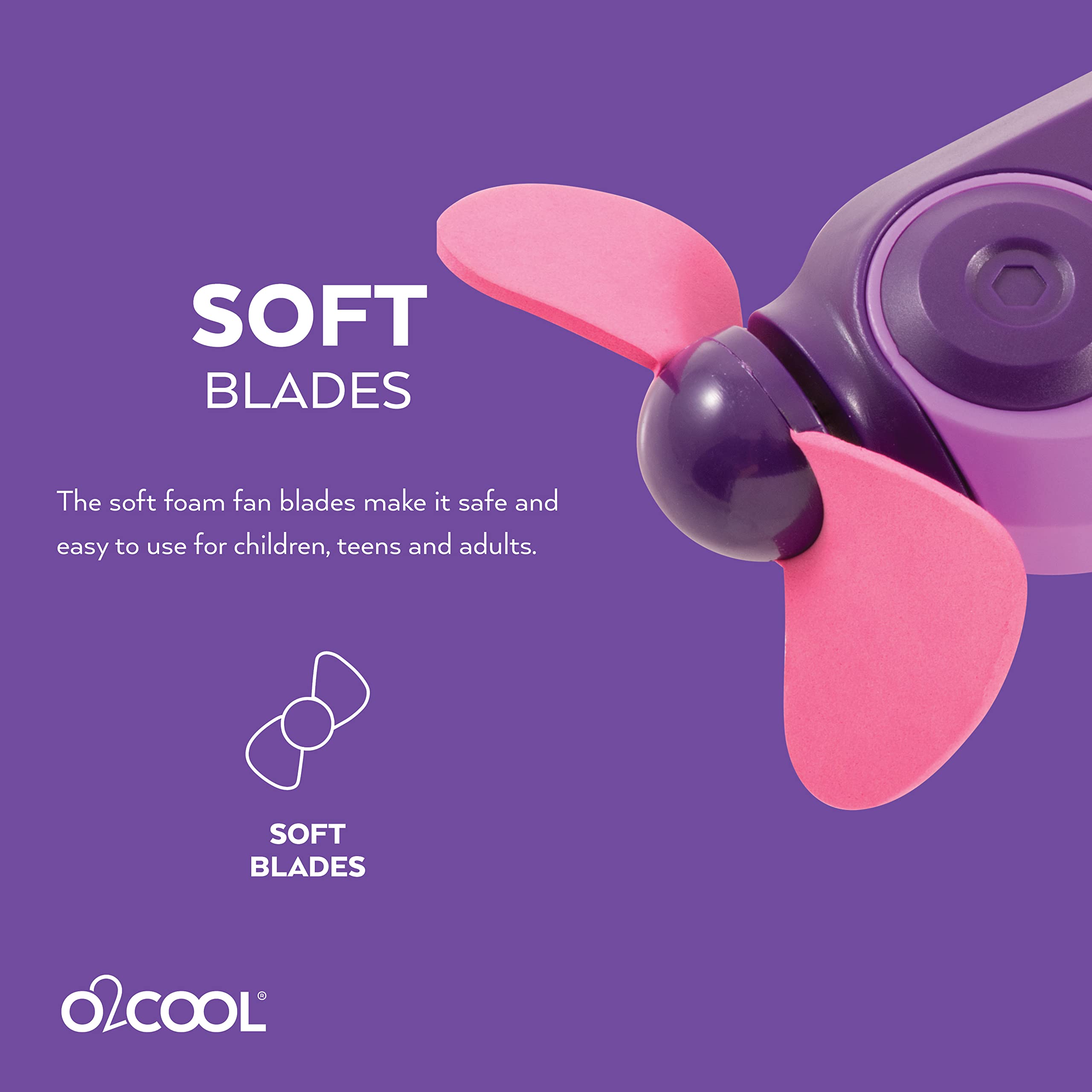 O2COOL 2-Pack Keychain Sport Misting Fan - Portable Battery Powered Handheld Fan with Carabiner Clip & Mister - Compact Cooling Fan for Outdoor Activities, Sports, Travel & Hot Weather (Purple)