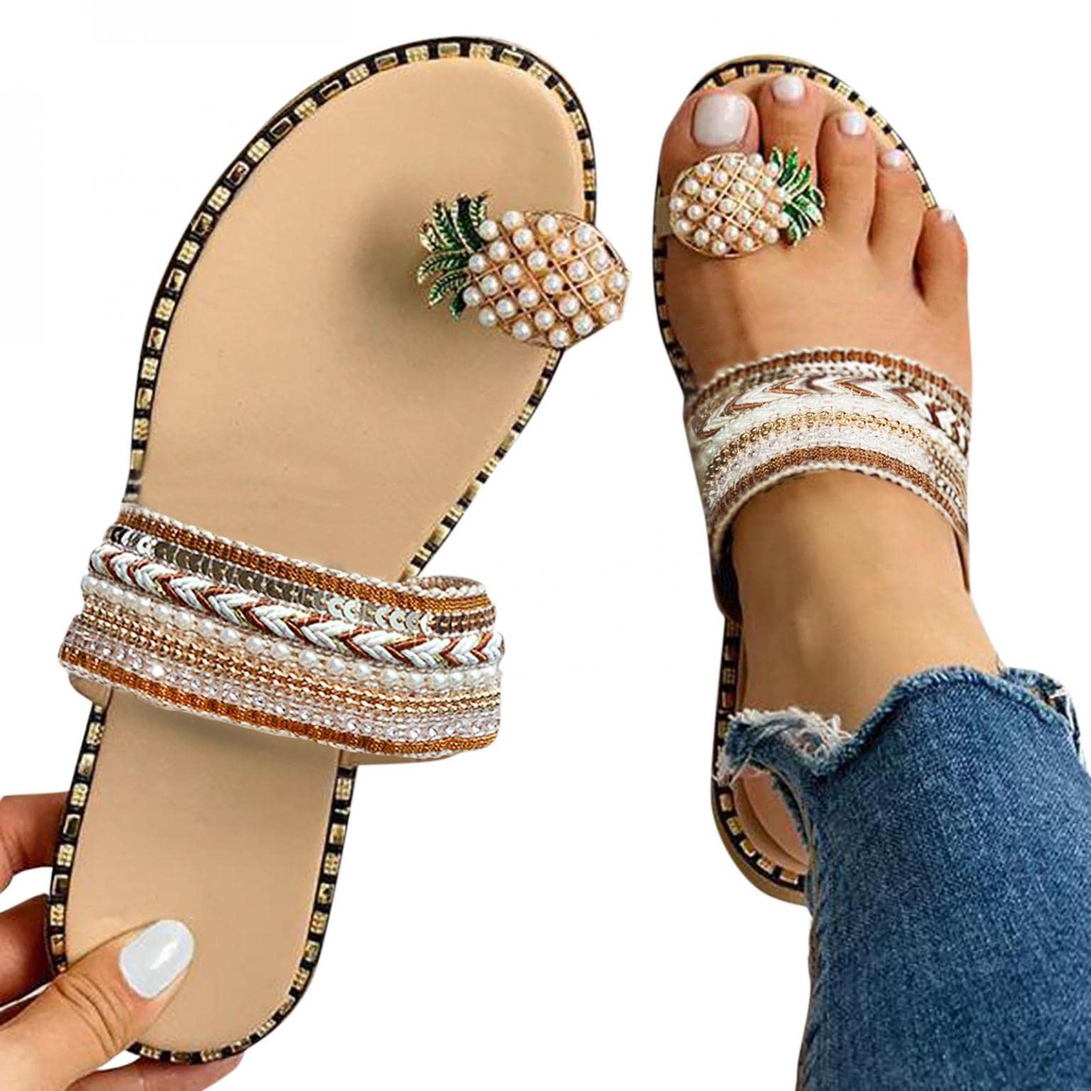 Aayomet Women's Wedge Sandals with Pineapple Clip Toe - Comfortable Breathable Summer Shoes for Beach, Party & Casual Wear