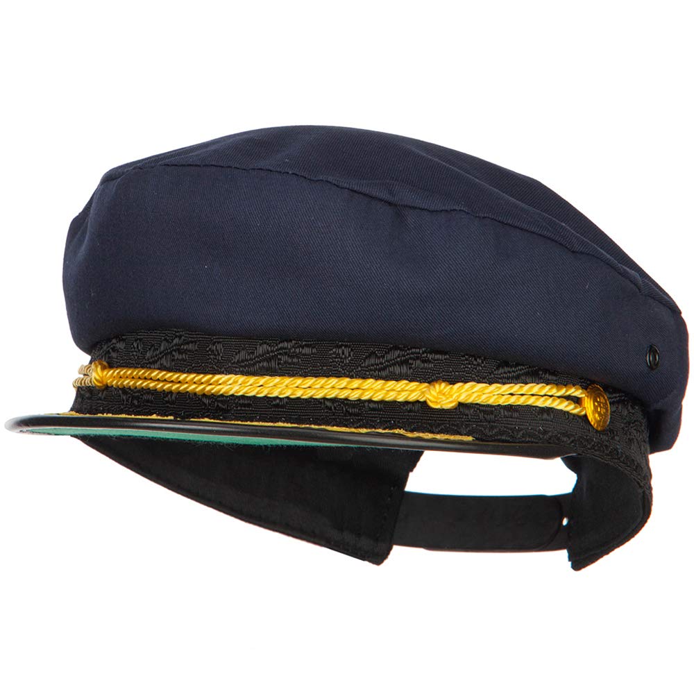 e4Hats.com Adjustable Cotton Captain Hat for Men & Women - Navy Blue & White Striped Vintage Style - Perfect for Sailing, Fishing, Nautical Parties & Costumes