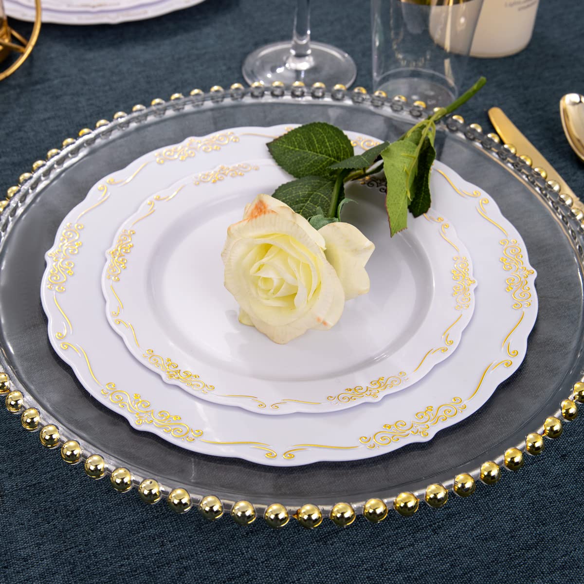 Premium 800-Piece Gold Dinnerware Set - 100pc 10.25
