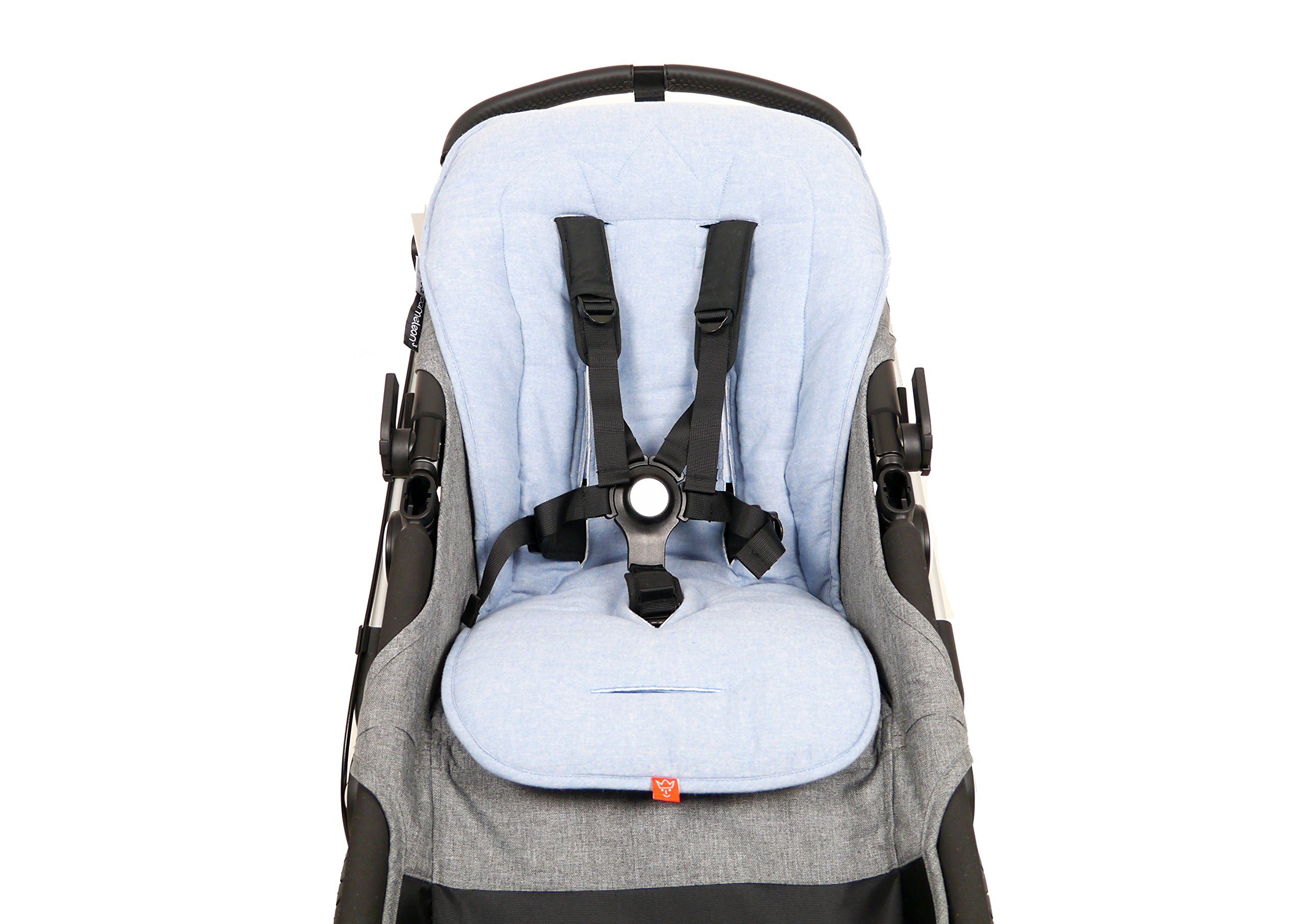 Breathable Summer Universal Stroller Liner with Crown Design - Light Blue | Soft Baby Stroller Seat Cover for Hot Weather | Perfect for Outdoor Walks, Shopping & Travel