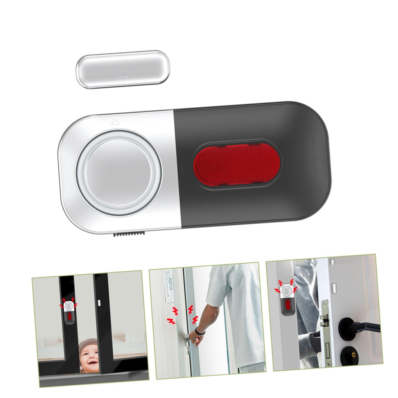 Home Security Window Alarm - Wireless Door & Window Sensor with Loud Alarm, Grey | Easy DIY Installation for Apartment, House & Office Safety
