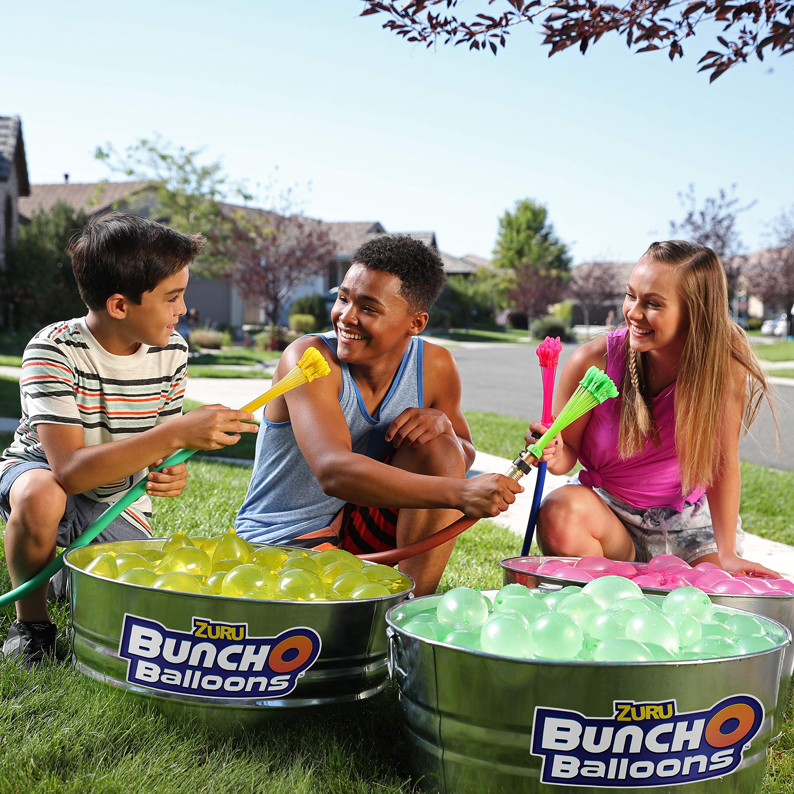 Rapid-Filling Water Balloons 6 Pack (210 Balloons) - Grenade-Colored, Fun for Summer Parties, Outdoor Games & Kids Activities