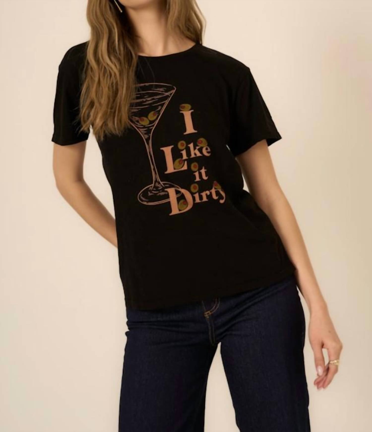 i Like It Dirty Martini Tee In Black - Funny Cocktail T-Shirt for Bartenders & Party Lovers - Perfect for Bar Nights, Happy Hours and Cocktail Parties