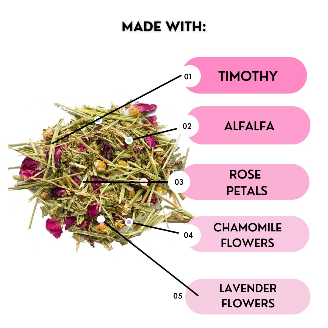 Premium Herbal Calming Forage: Timothy Hay & Organic Herbs Blend for Rabbits, Guinea Pigs, Chinchillas & Hamsters - 10oz Small Pet Treat - Perfect for Stress Relief & Natural Snacking
