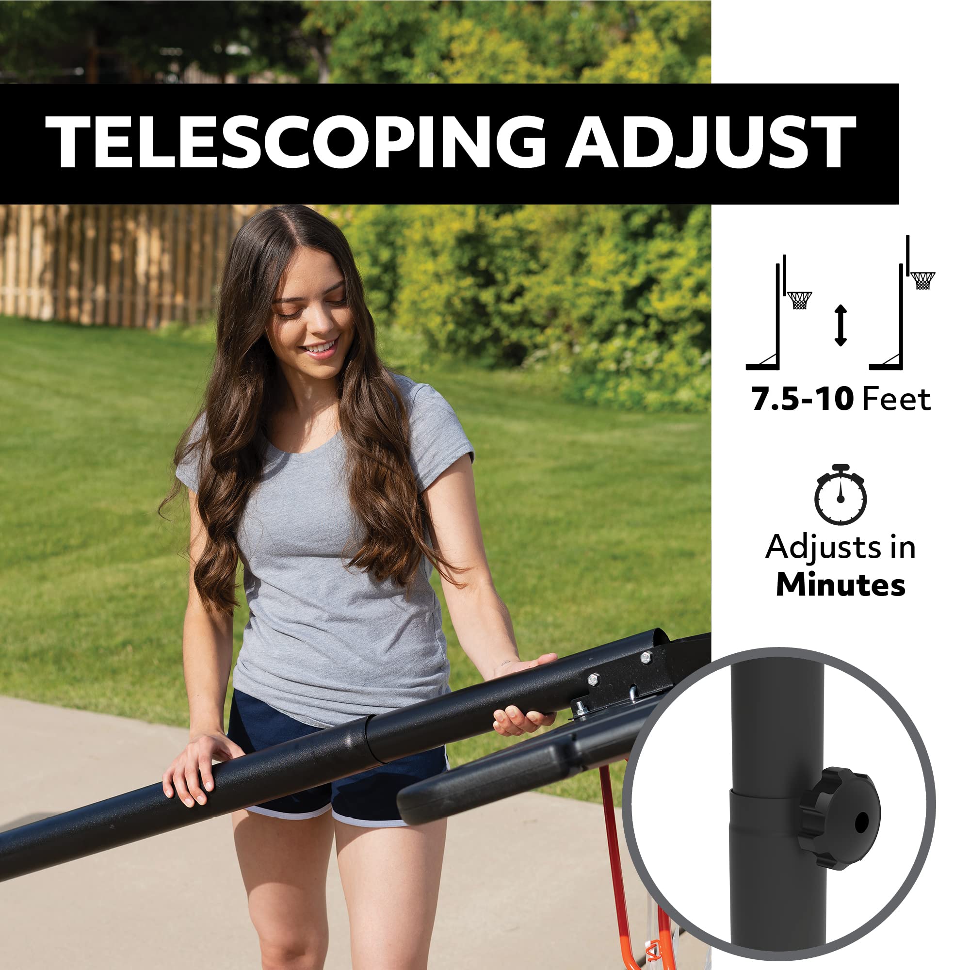 Lifetime Height Adjustable Portable Basketball Hoop System with 44 Inch Backboard - Perfect for Driveway, Backyard & Outdoor Basketball Games