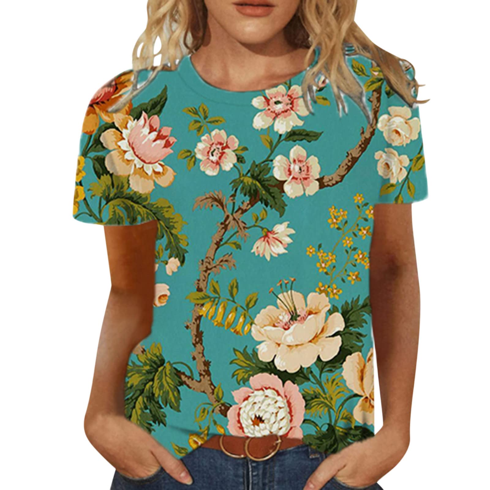 Western Style Women's Printed V-Neck T-Shirt - Casual Summer Top for Outdoors