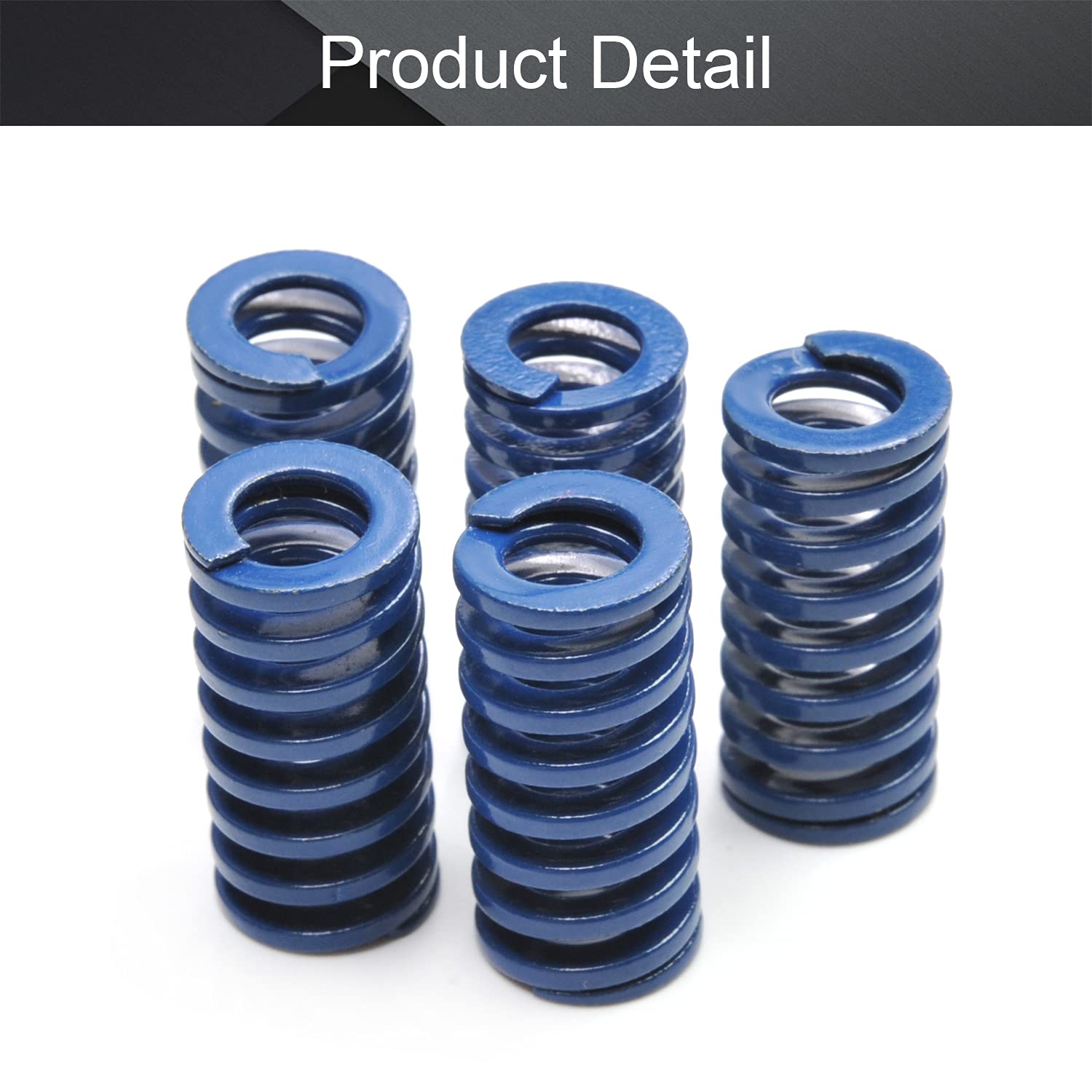 MroMax 3D Printer Die Springs - 10mm OD 20mm Long Spring Steel Compression Springs for 3D Printer Bed Leveling (Blue, 5Pcs) - Perfect for Light Load Stamping, Mould Dies & 3D Printer Bottom Connection