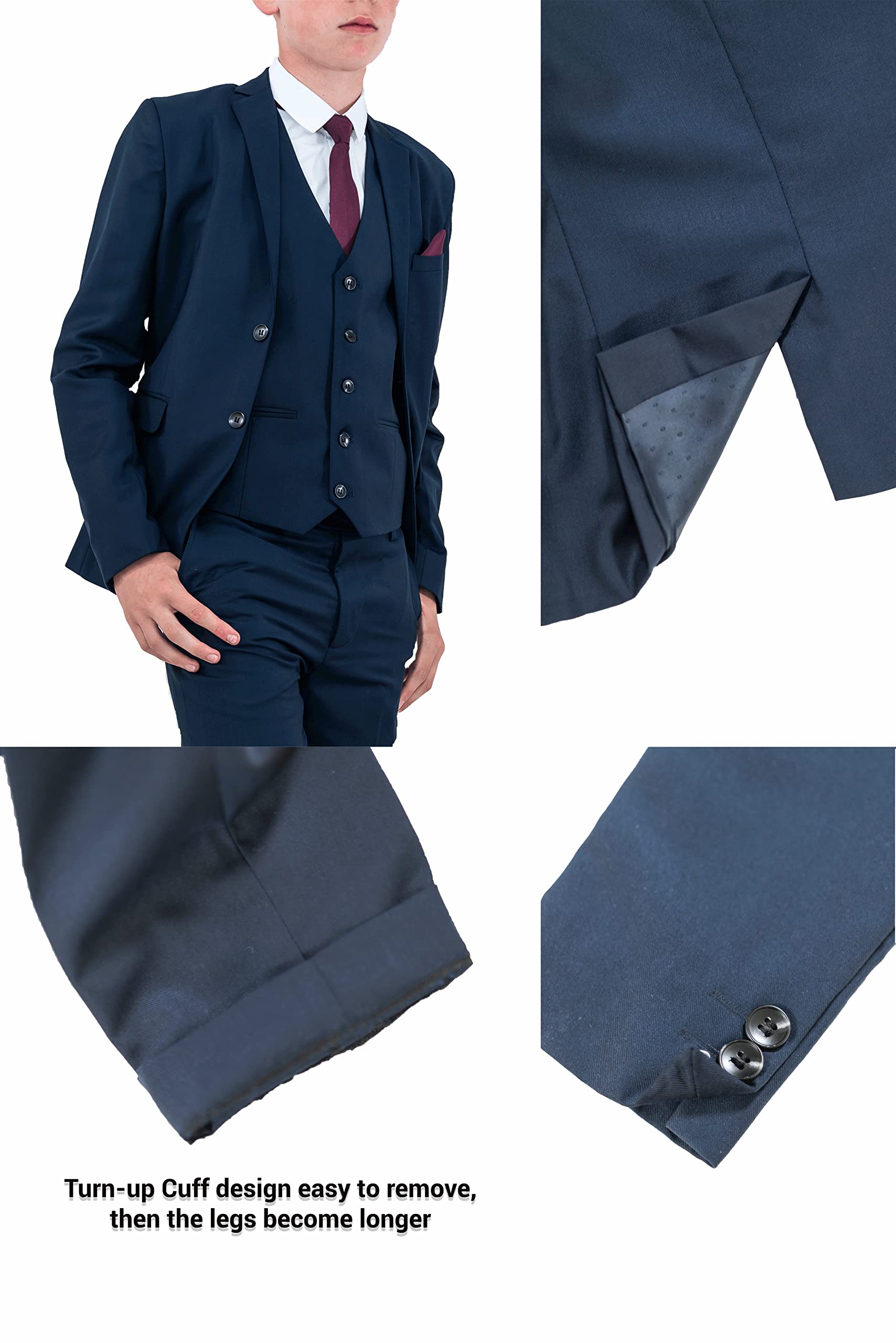 Premium 5-Piece Boys' Suit Set with Waistcoat & Blazer - Formal Wedding & Special Occasion Outfit for Teens & Kids - Includes Free Suit Bag & Coat Hangers