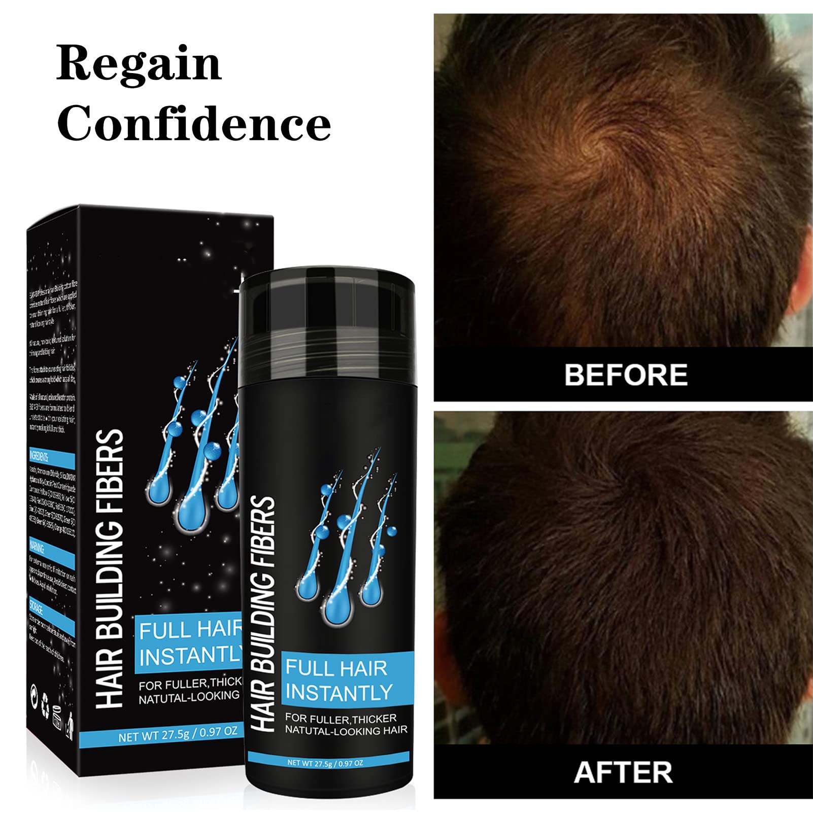 Premium Hair Building Fibers for Thinning Hair - Black Hair Loss Concealer Spray for Women & Men | Instant Coverage for Bald Spots & Thinning Areas | Great for Daily Use, Special Occasions & Confidence Boosting