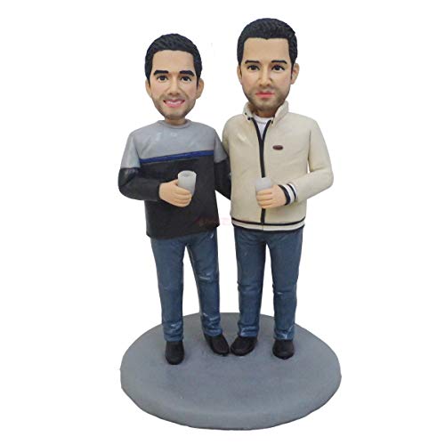 Custom LGBTQ+ Wedding Cake Topper - Brother Gay Lesbian Couple Figurine for Valentine's Day, Birthday & Anniversary Celebrations - Perfect for Same-Sex Wedding Cakes, Anniversary Parties & Romantic Gift Giving