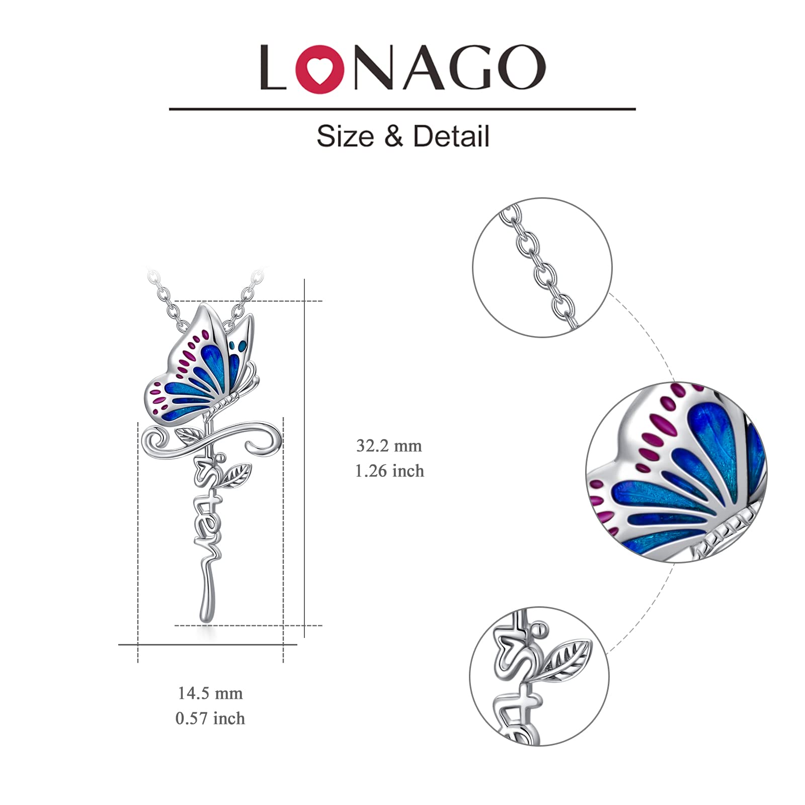 925 Sterling Silver Sunflower Rose Butterfly Lotus Necklace for Women - Always My Sister Forever My Friend Pendant - Perfect Sister Gift for Birthday, Anniversary & Special Occasions