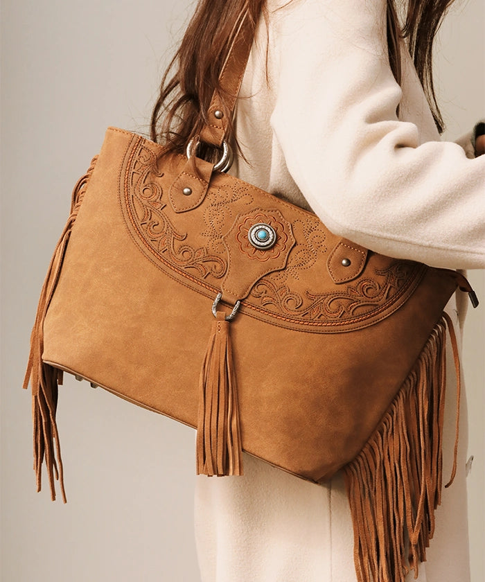 Montana West Cut Out Fringe Concealed Carry Tote Bag Set - Stylish & Functional Purse for Women, Perfect for Everyday Use, Travel, and Concealed Carry