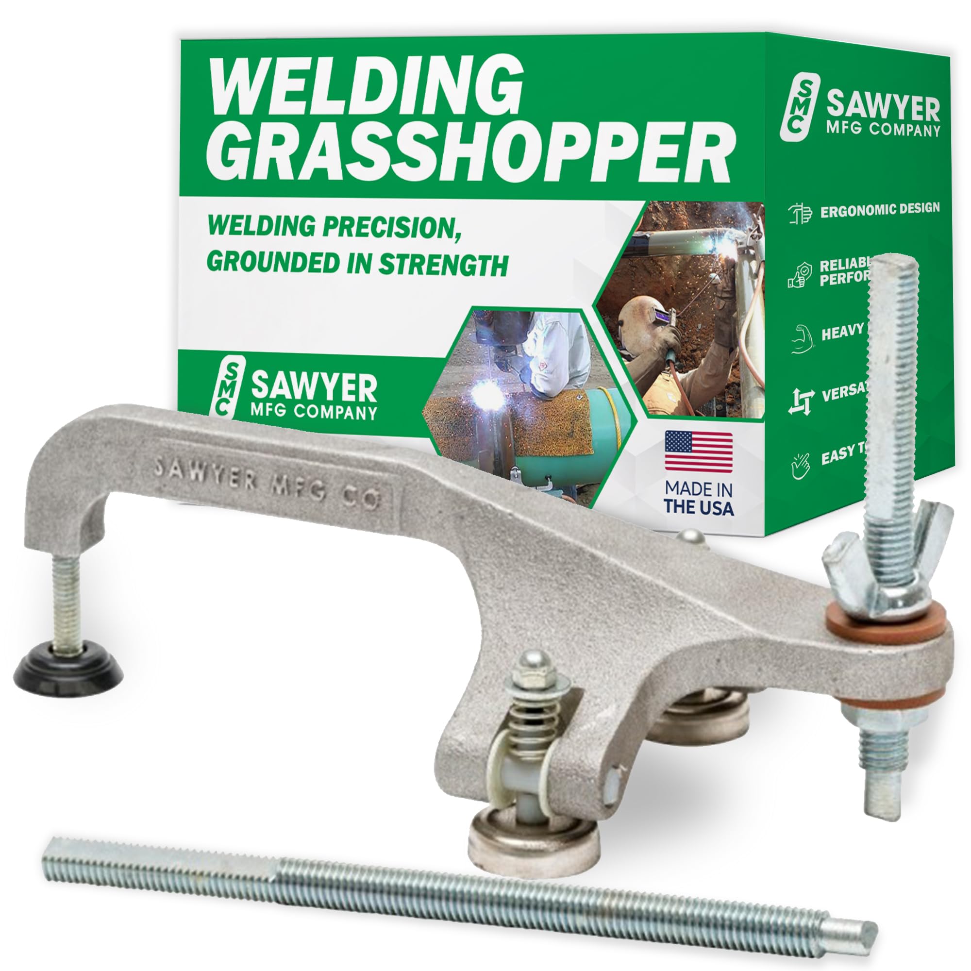 Welding Grasshopper - Heavy Duty Ground Clamp for Pipes & Metal Plates | Ergonomic Arc Welding Tool with Lightweight Design | Perfect for Construction, Automotive Repair & DIY Metal Projects