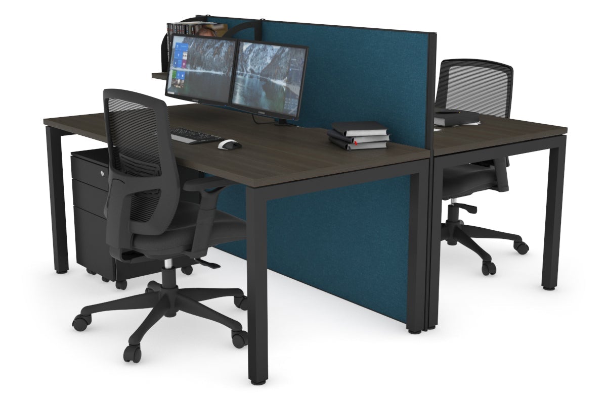 Horizon Quadro 2-Person Office Workstation Bench with Square Legs - 1600L x 800W Dimensions, Cable Management Scallop - Perfect for Collaborative Workspaces & Modern Offices