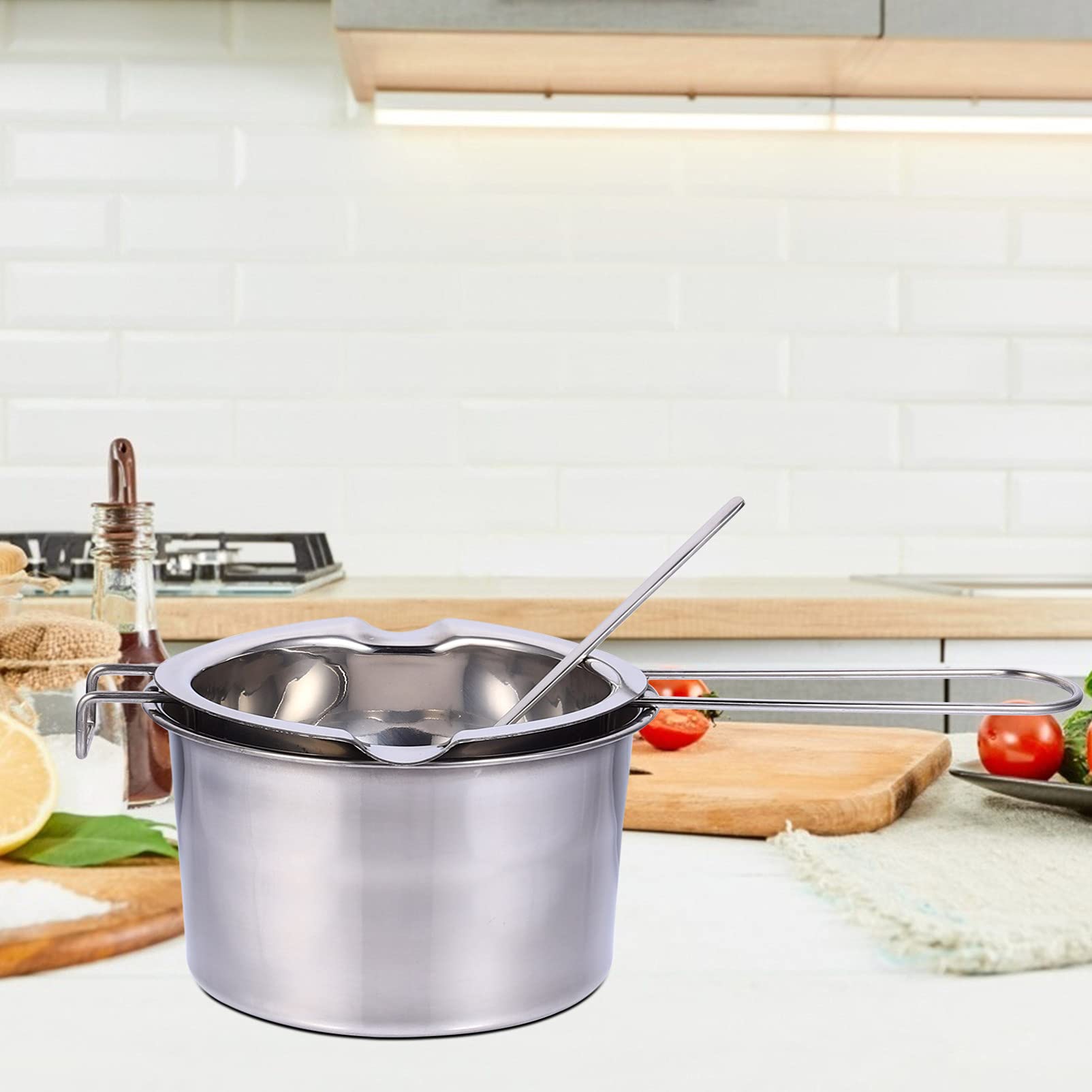 Hemoton 1 Set Lightweight Camping Cookware - Portable Stainless Steel Pot, Milk Pan & Cooking Tools for Hiking, Backpacking, Picnic & Outdoor Adventures - Perfect for Campfire Cooking, RV Trips & Emergency Preparedness