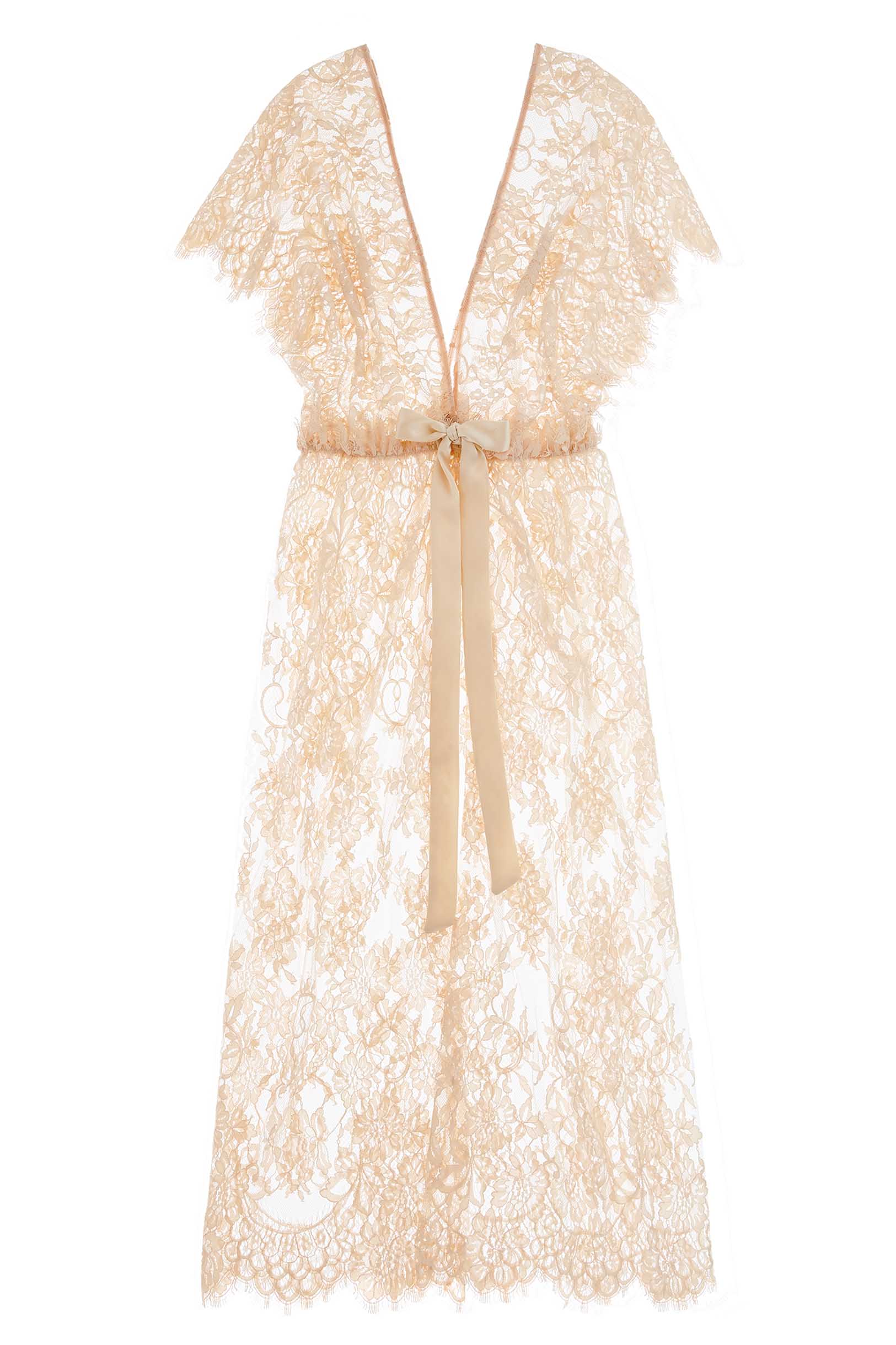 Margot Midi Lace Kimono Robe - Blush Pink Women's Lace Cover Up | Perfect for Bridal Shower, Honeymoon & Spa Day
