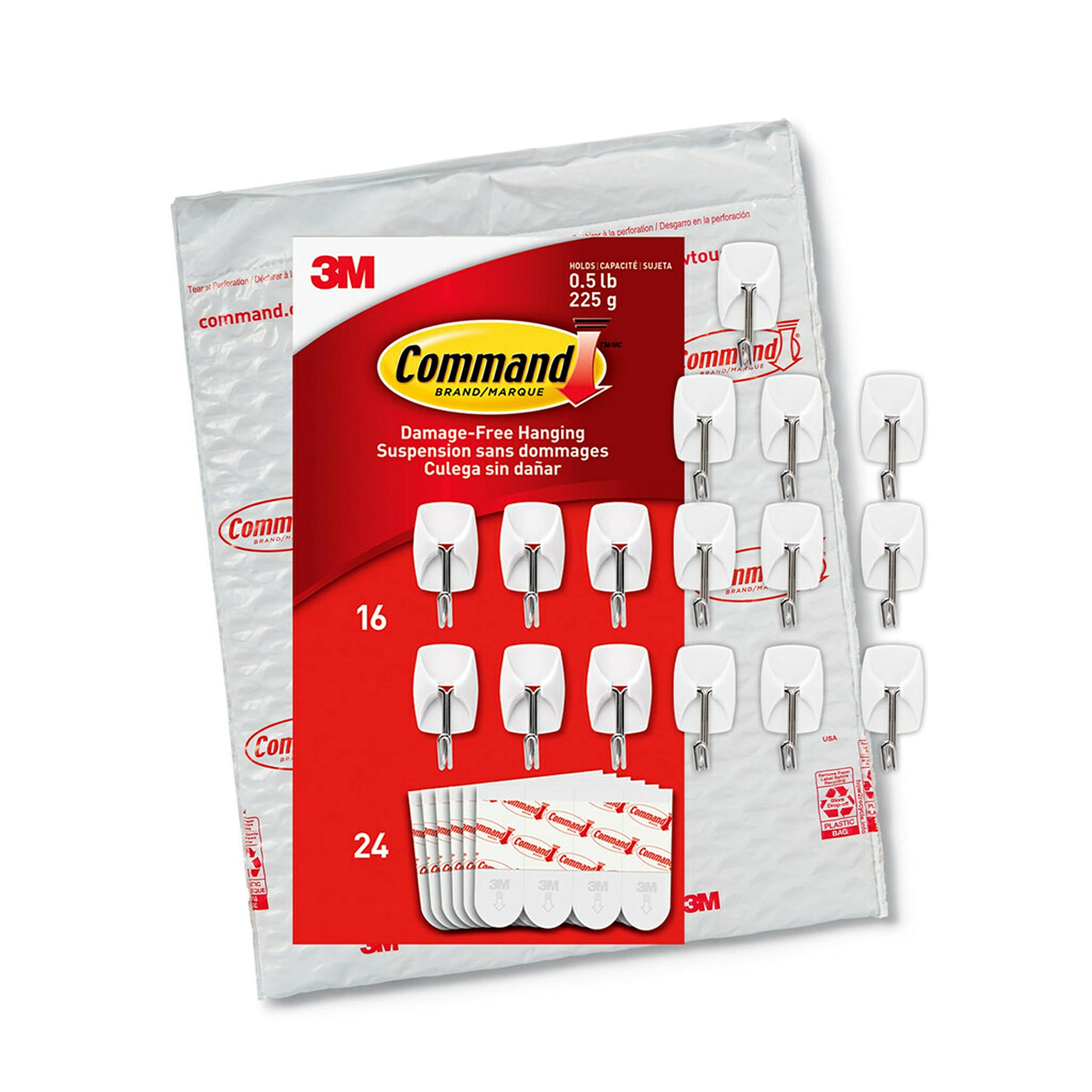Command Small Wire Toggle Hooks - 16 Pack White Damage-Free Adhesive Wall Hooks with 24 Command Strips | No Tools Needed for Hanging Decor, Keys, Towels & Organizing Items | Perfect for Home, Office, Dorm & Bathroom Organization