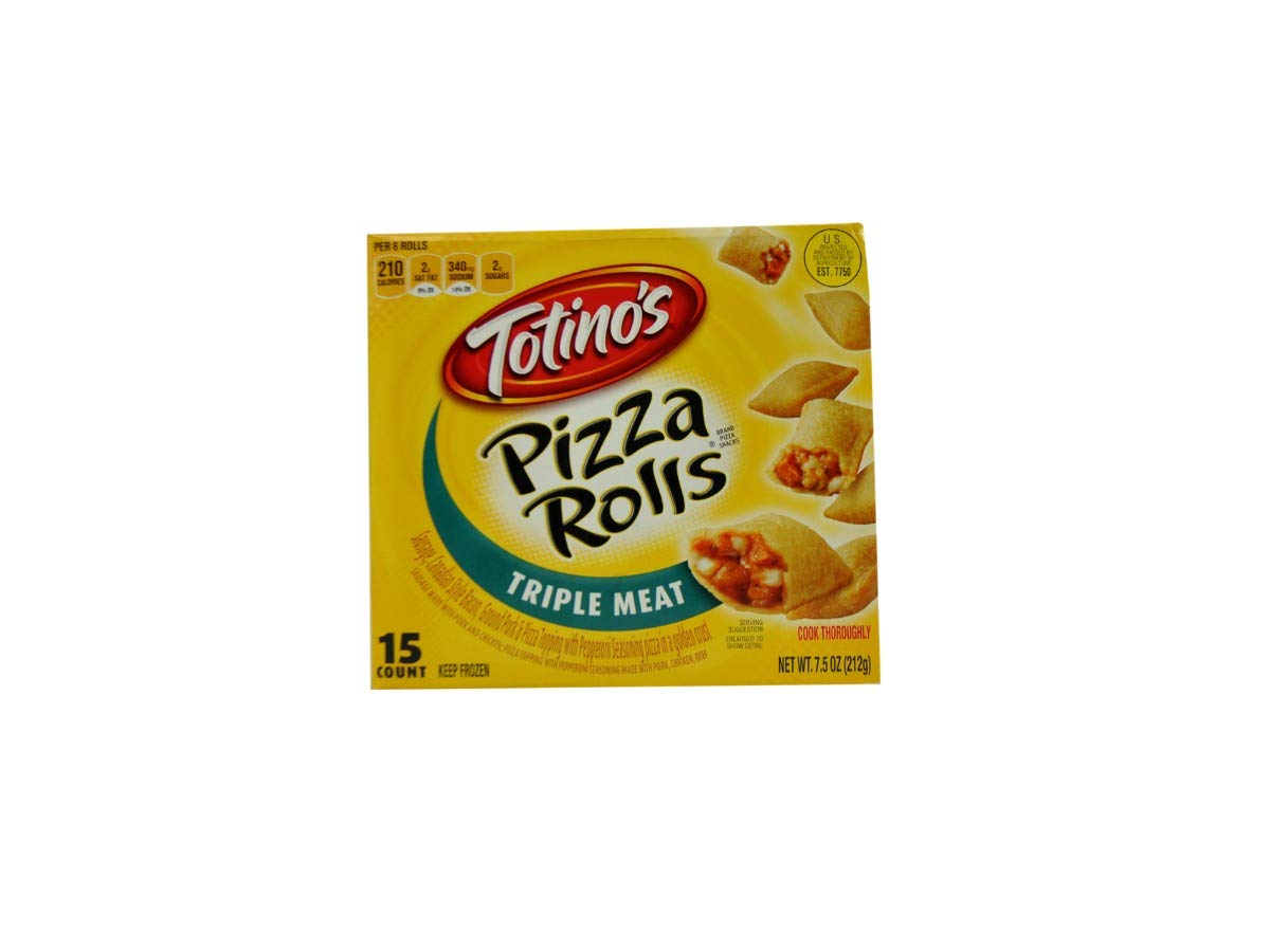 Totinos Triple Meat Pizza Rolls Snacks - 7.5oz (12 Pack) | Frozen Party Appetizers, Game Day Snacks & Quick Meals for Kids