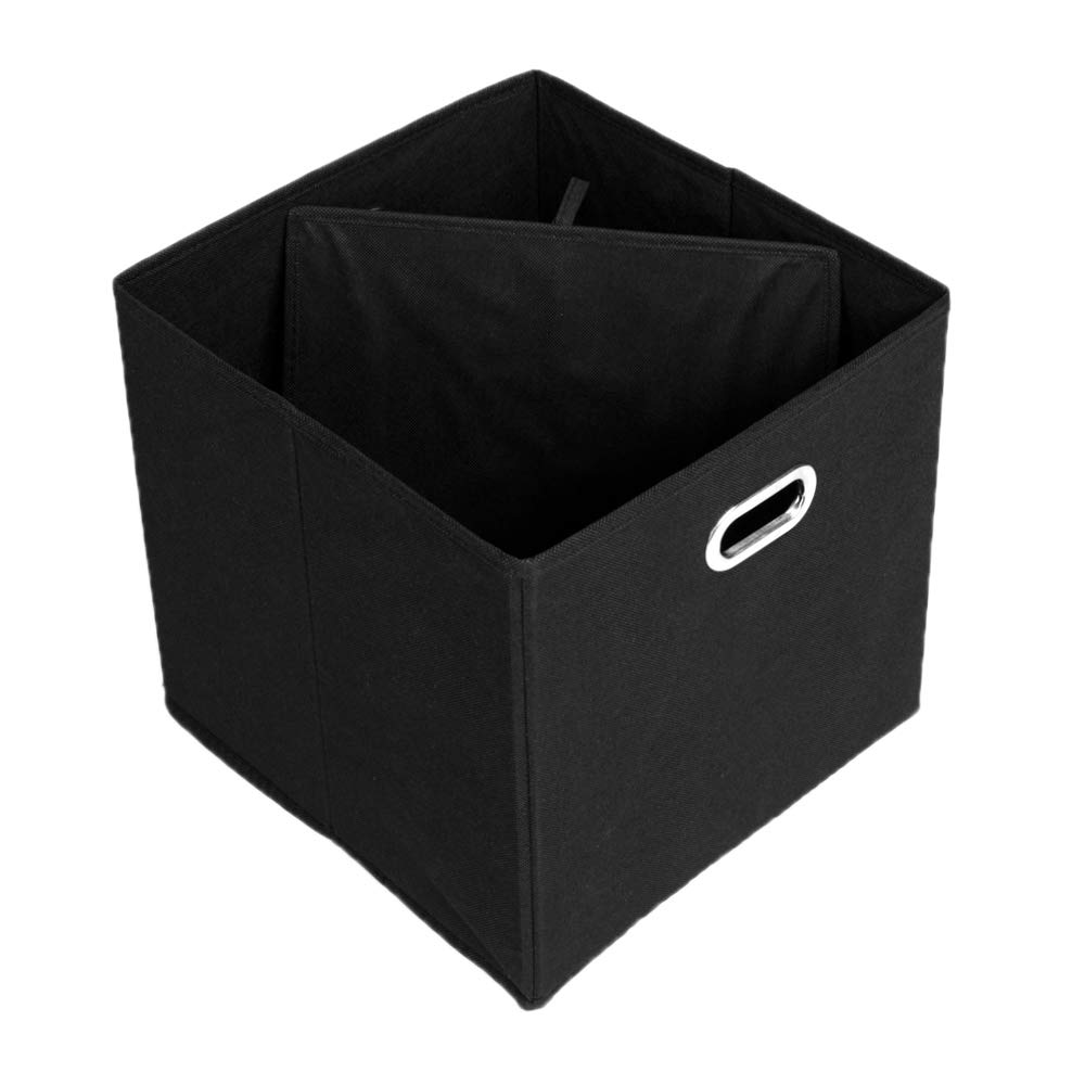 Foldable Fabric Storage Bins Set of 6 - Black Cubby Organizer Bins with Handles for Closet, Nursery, Office & Home Organization (Multi-Purpose Storage Solution)