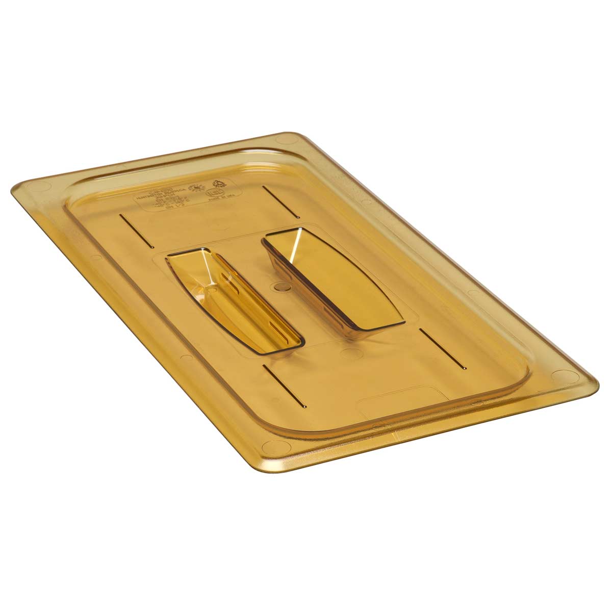 Cambro 30HPCH150 1/3 Size High Heat Food Pan with Lid & Handle - Amber Polycarbonate for Commercial Kitchens, Catering & Food Service