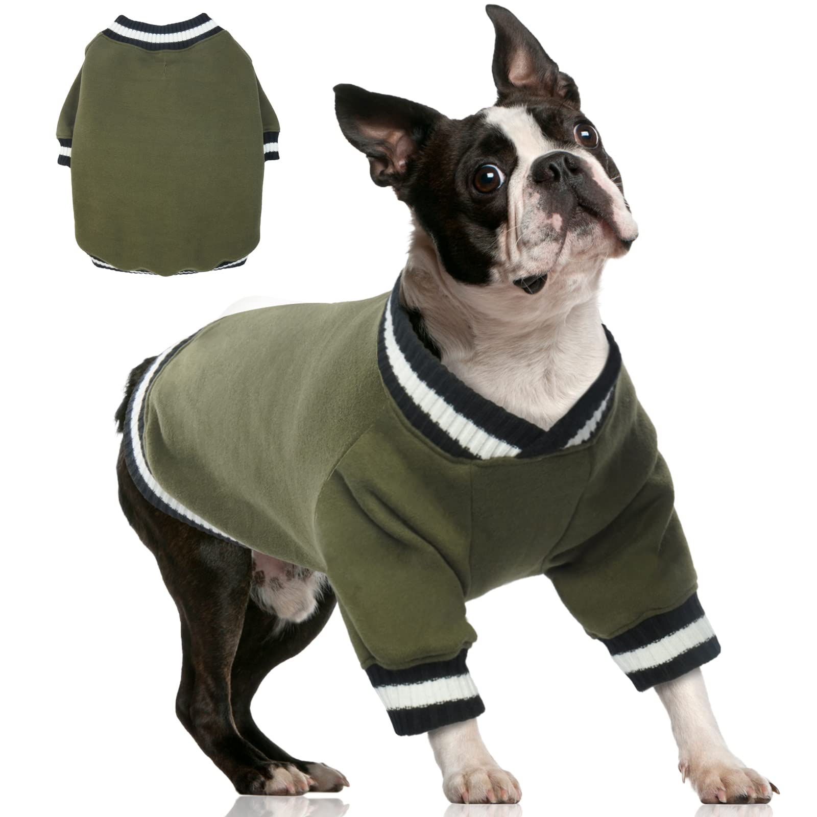FUAMEY Warm Dog Pullover Sweatshirt - Fleece Winter Sweater for Small & Medium Dogs | Soft Pet Clothes for Puppies | Cute Green Outfit for Doggie Boys & Girls | Perfect for Cold Weather Walks & Indoor Coziness