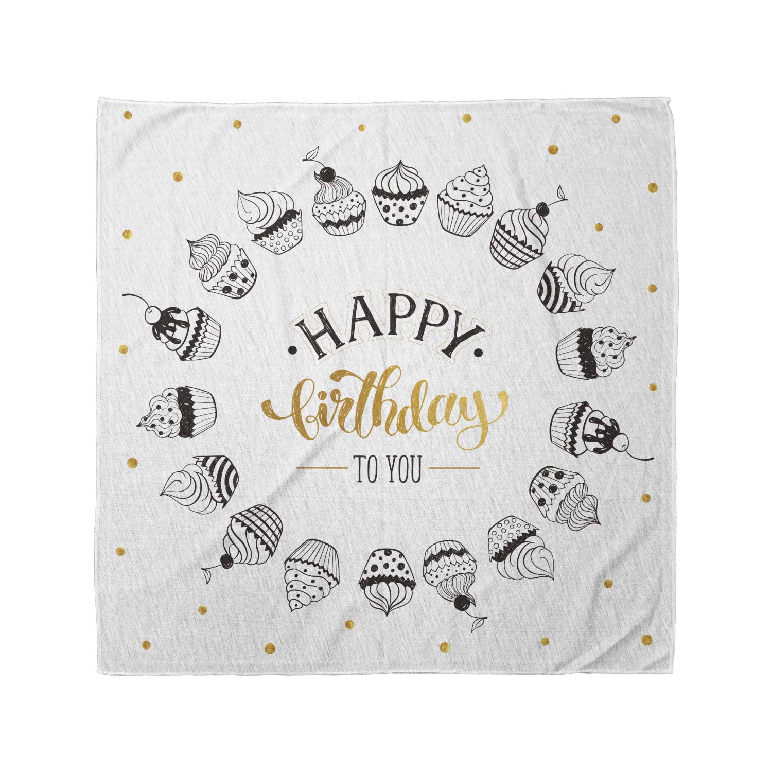 Ambesonne Cupcake Bandana - Happy Birthday to You Print, Unisex Head & Neck Scarf for Birthday Parties, Costume Accessories & Festive Celebrations