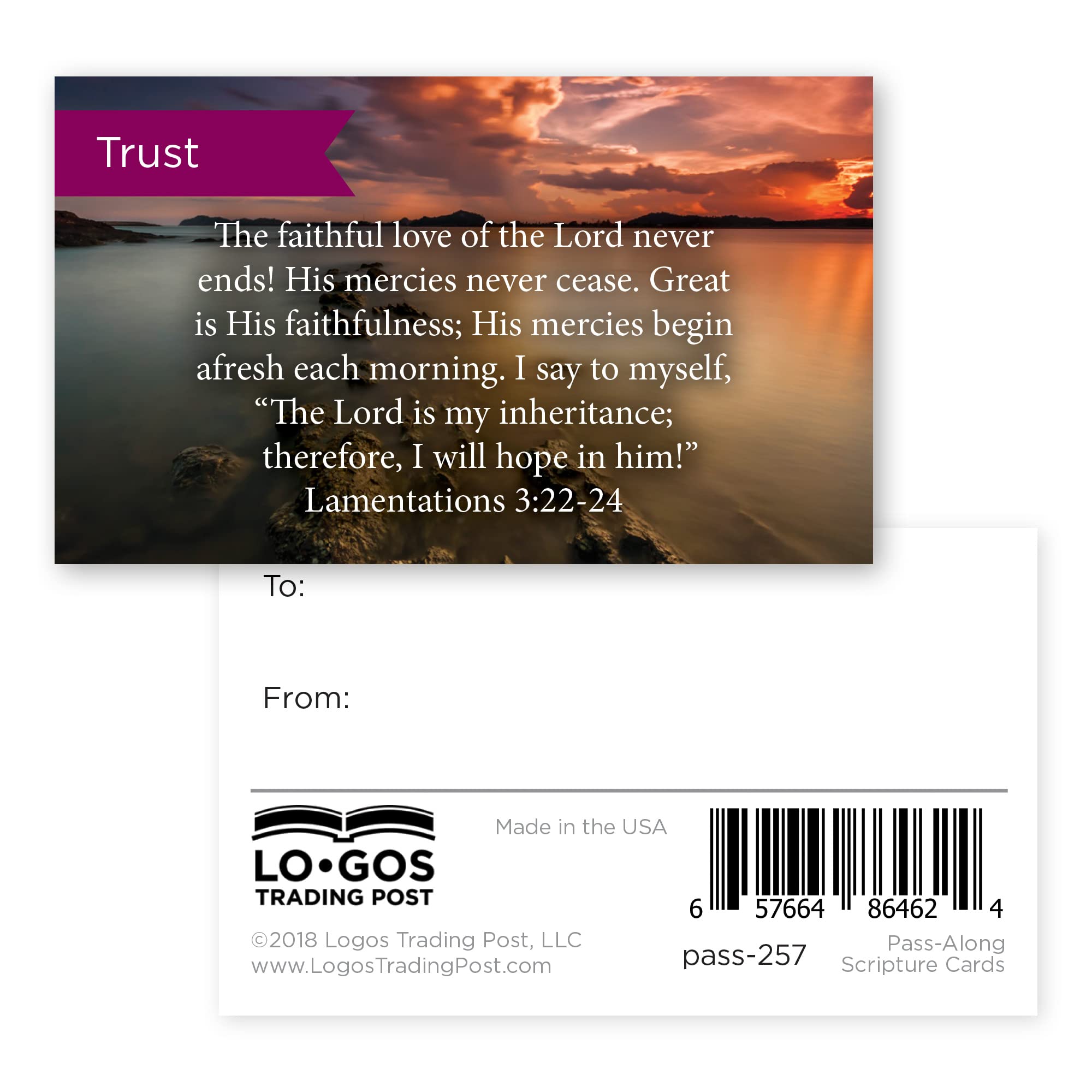 Trust Scripture Cards - Lamentations 3:22-24, Pack of 25 Bible Verse Cards for Devotion & Study | Christian Encouragement Gifts