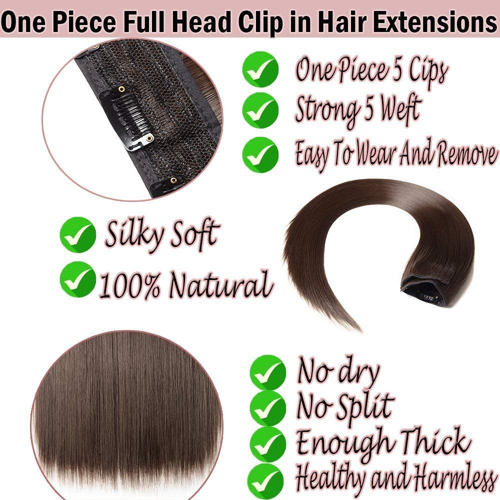 Samyak 5-Piece Clip-In Straight Hair Extensions for Women - Natural Look, Easy to Use for Daily Styling, Parties & Special Occasions