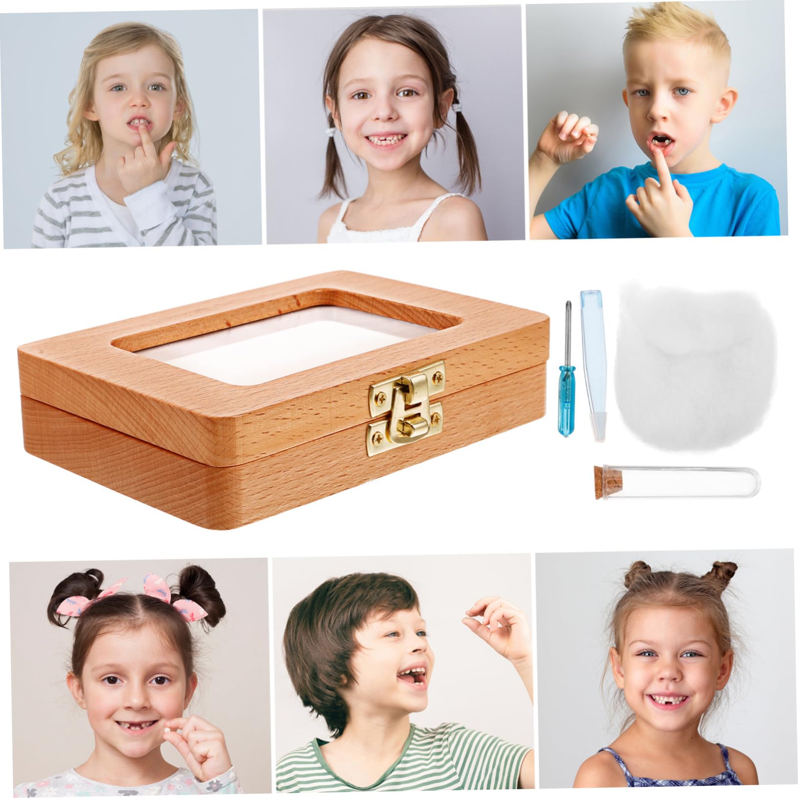 IWOWHERO Wooden Tooth Holder Box - First Tooth Keepsake Organizer for Baby Teeth Storage | Perfect for Baby Memory Boxes, Nursery Decor, and First Tooth Gifts