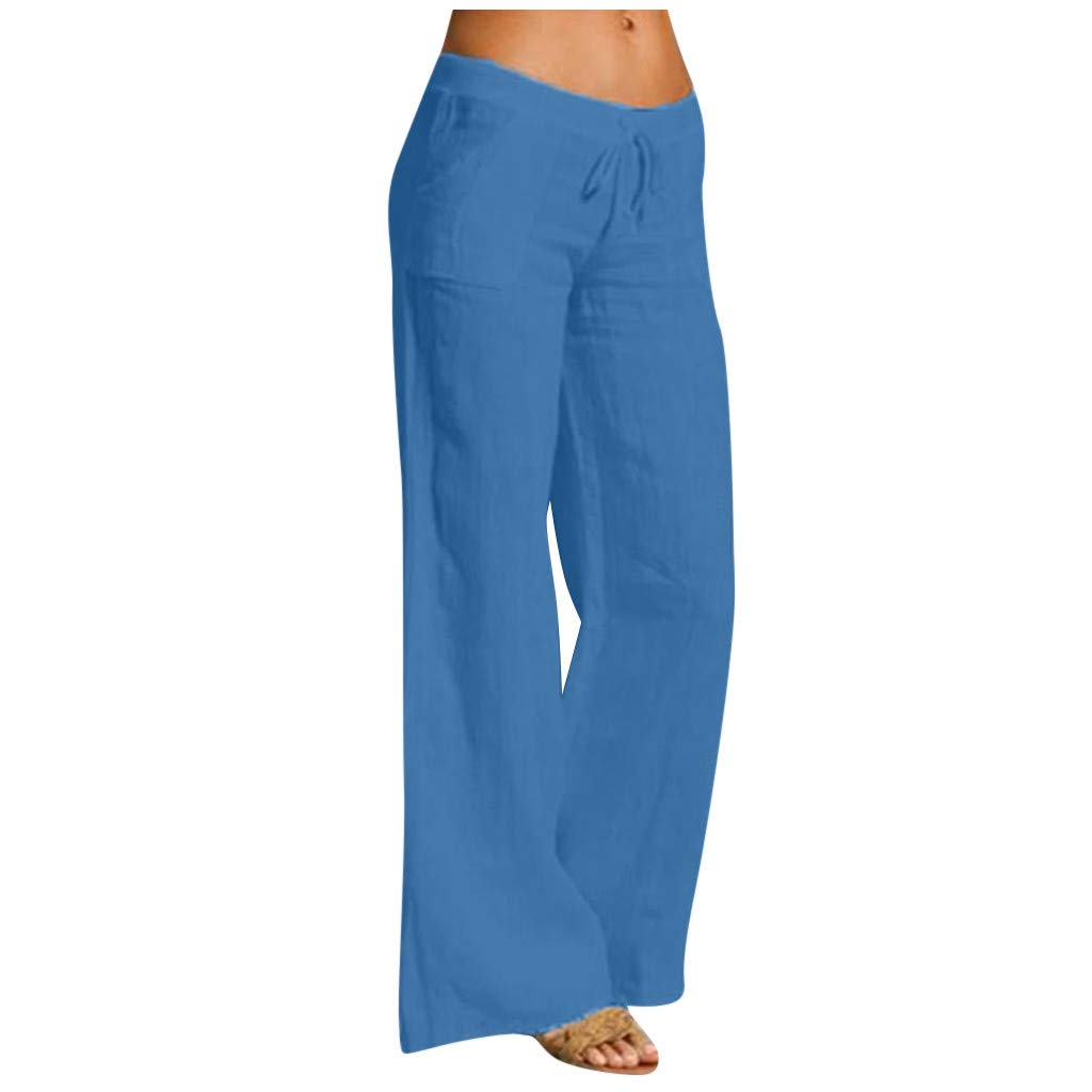 Women's White Linen Pants - High Waisted Wide Leg Summer Capris with Pockets | Breathable Ankle-Length Pants for Casual Wear, Beach Vacation & Office Outfits