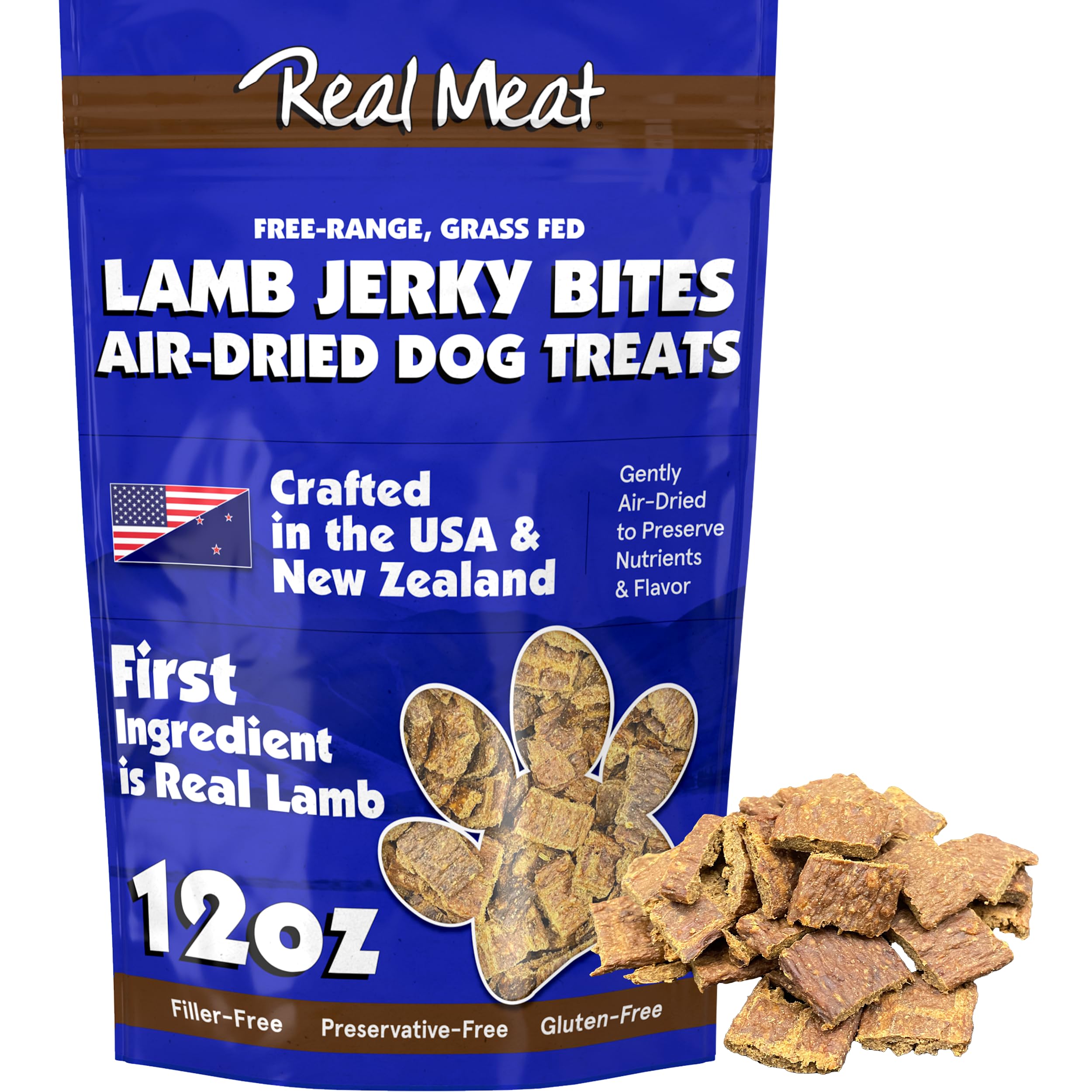 Premium Air-Dried Lamb Jerky Dog Treats - 12oz Grain-Free, High Protein Snacks Made with 95% Human-Grade Grass-Fed Free-Range Lamb - All Natural Bite-Sized Training Rewards for Small & Large Dogs - Perfect for Training, Travel & Outdoor Adventures