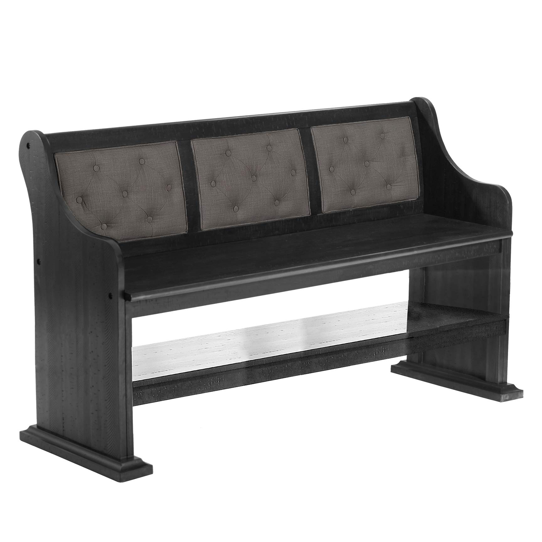 Premium Solid Wood Dining Bench with Cushion - Modern Gray Kitchen & Dining Room Furniture for Home, Restaurant, and Cafe Use