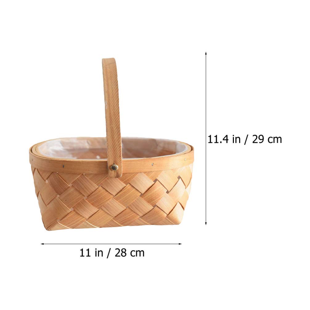 ABOOFAN 1pc Wicker Flower Basket - Elegant Wedding Flower Girl Basket, Rustic Picnic Basket & Easter Decor | Perfect for Bridal Showers, Garden Parties & Spring Celebrations