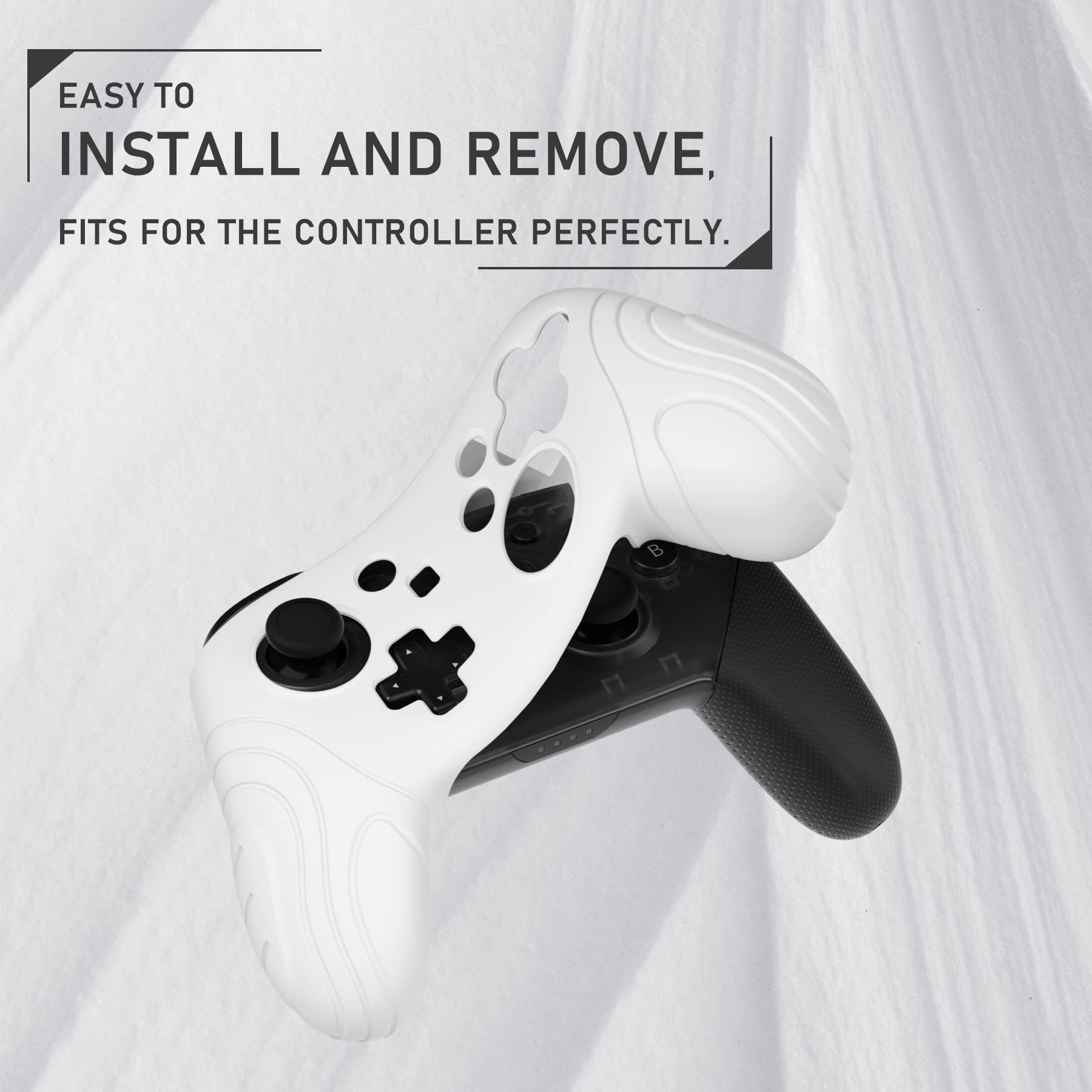 PlayVital Samurai Edition Ergonomic Silicone Case for Nintendo Switch Pro Controller - Soft Anti-Slip Grip Protector with Thumb Grip Caps (White) | Perfect for Gaming, Travel & Long Play Sessions
