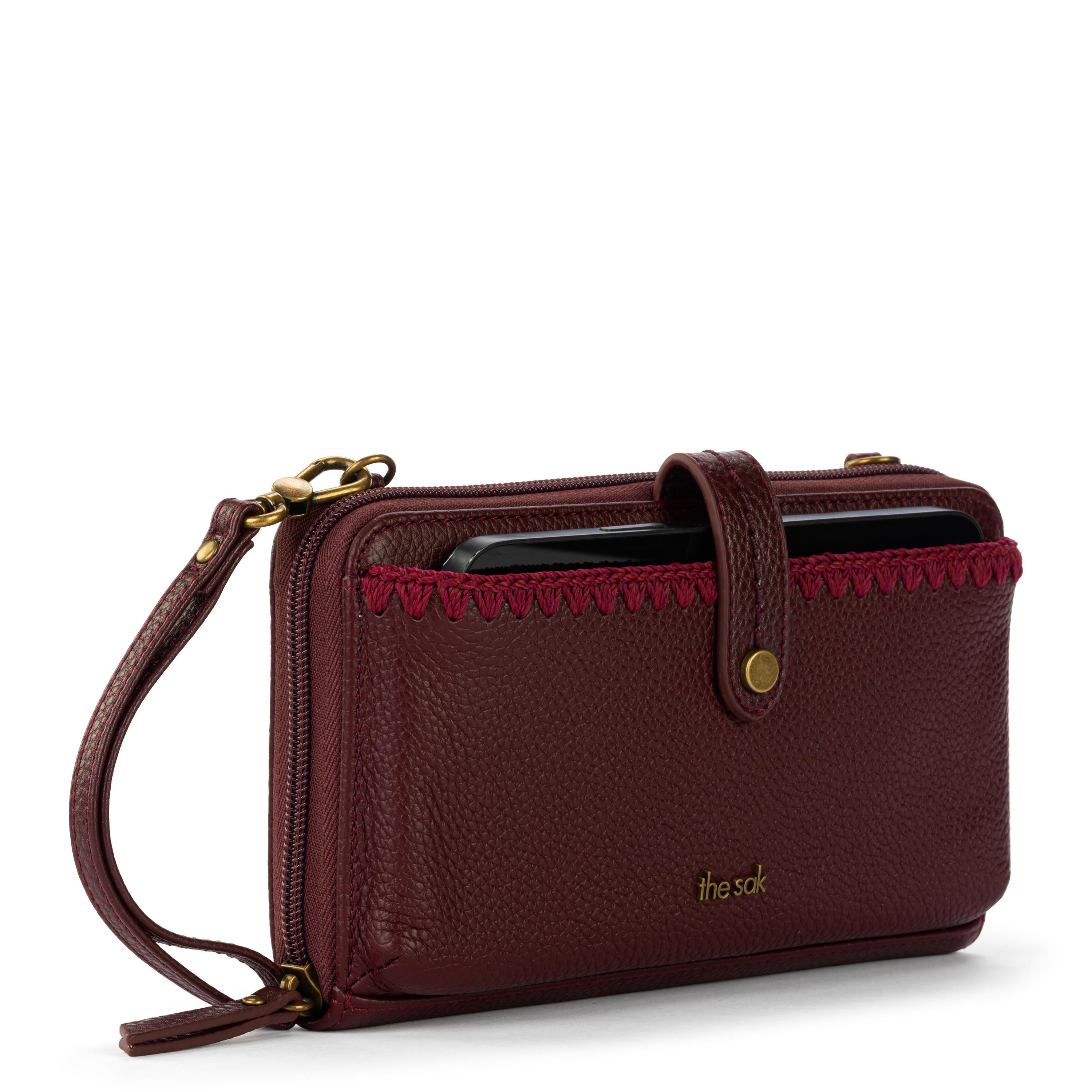 Premium Leather Iris Smartphone Wallet in Black Cherry - Slim RFID Blocking Card Holder for iPhone & Android - Perfect for Travel, Work & Everyday Use