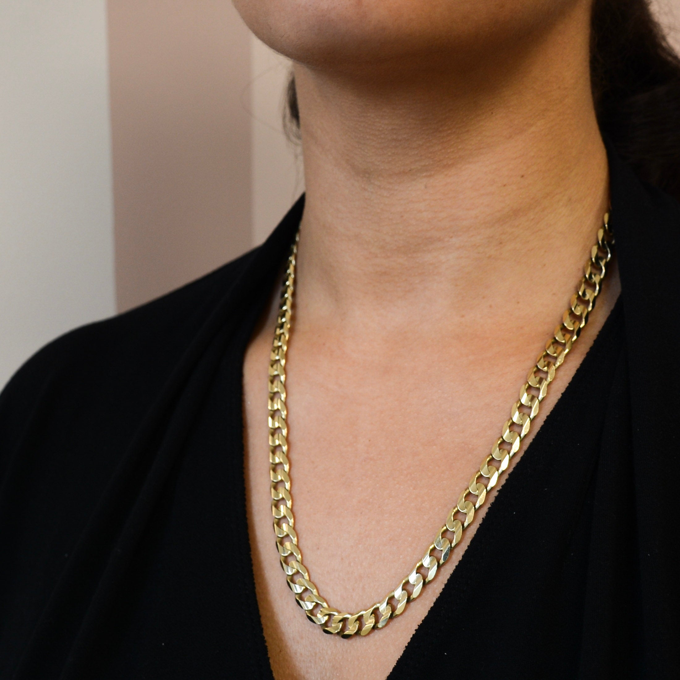 10K Yellow Gold Heavy Curb Chain Necklace 22 Inches - Durable Men's & Women's Jewelry for Everyday Wear, Gifts & Special Occasions