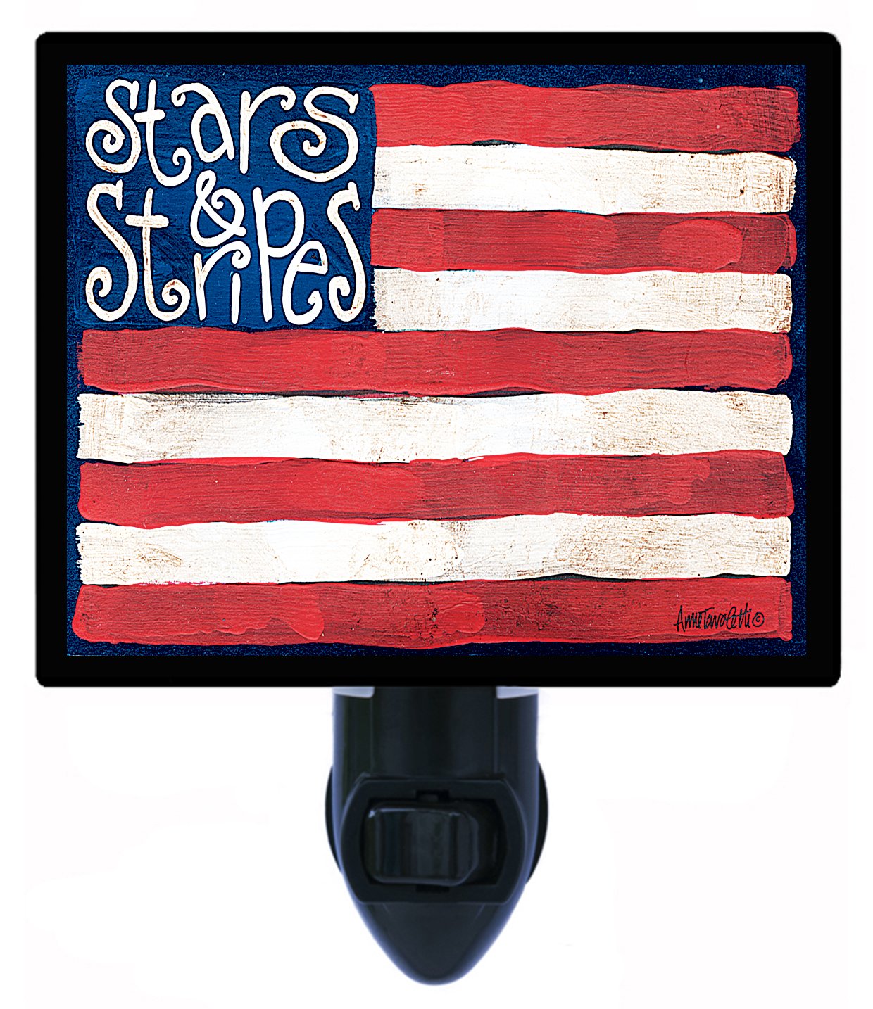 Patriotic Stars and Stripes Flag LED Night Light - Plug-in Nightlight for Bedroom, Nursery, Kids Room, Bathroom & Hallway - Perfect for Home Decor & Nighttime Safety