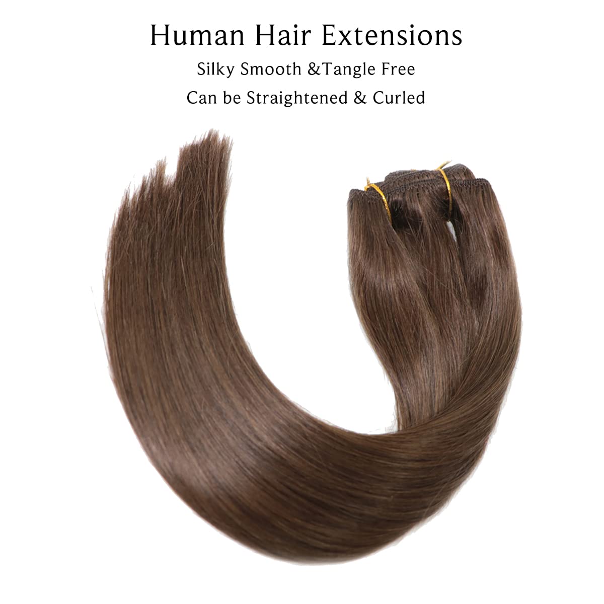 Clip-in Human Hair Extensions 20 Inch - 2 Sets Chocolate Brown Remy Hair (7 Pieces, 70g Double Weft Straight) for Women | Perfect for Volume Boost, Length Extension & Everyday Styling