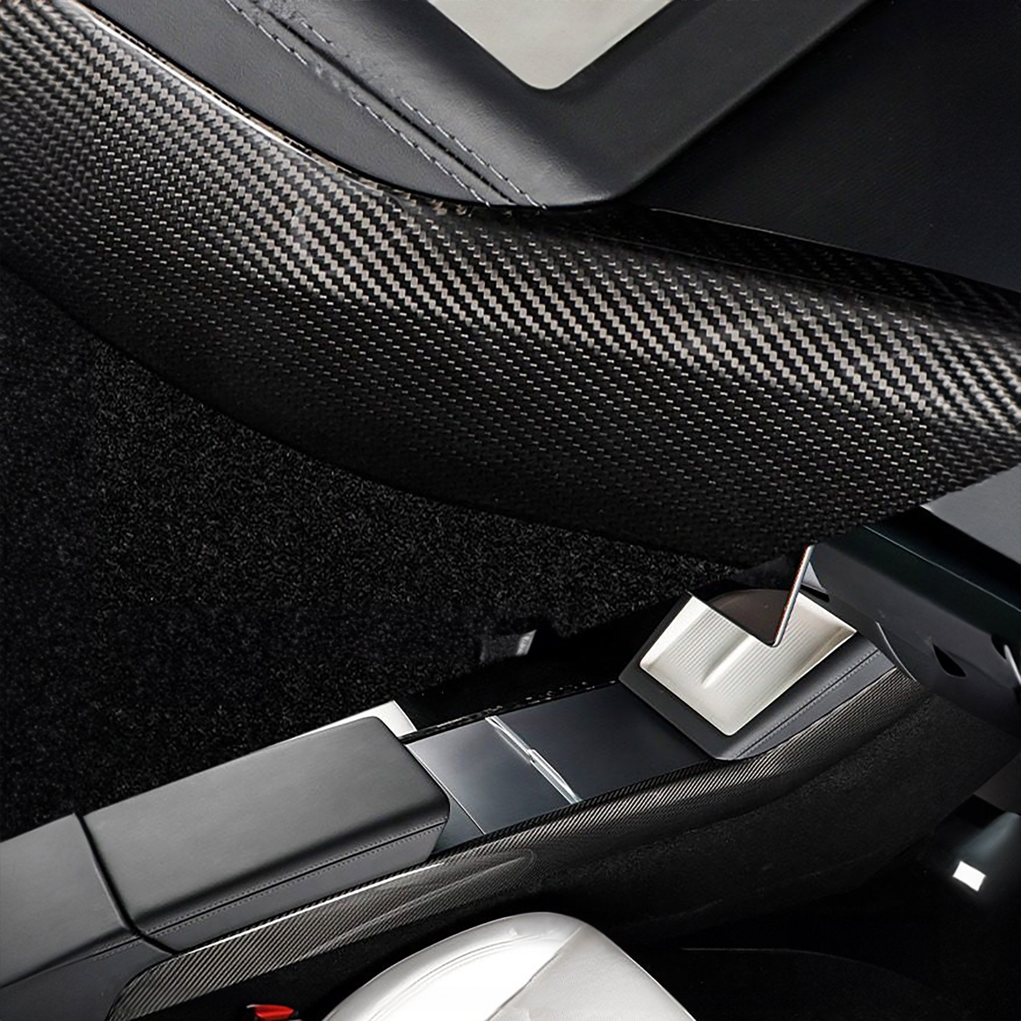 2025+ Tesla Model Y Juniper Real Carbon Fiber Center Console Side Panel Covers - Premium Interior Upgrade for Enhanced Style & Protection | Perfect for Daily Commute & Road Trips
