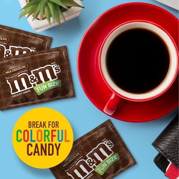 M&Ms Milk Chocolate Fun Size Candy - 1 Pound Bulk Pack (Individually Wrapped) - Perfect for Halloween, Party Favors, Office Snacks & Movie Nights