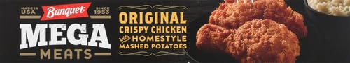 Banquet Mega Meats Original Crispy Chicken with Homestyle Mashed Potatoes - Frozen Dinner Meal 14.25 oz (404g) | Quick & Easy Microwaveable Meal for Busy Weeknights, College Students & Office Lunches