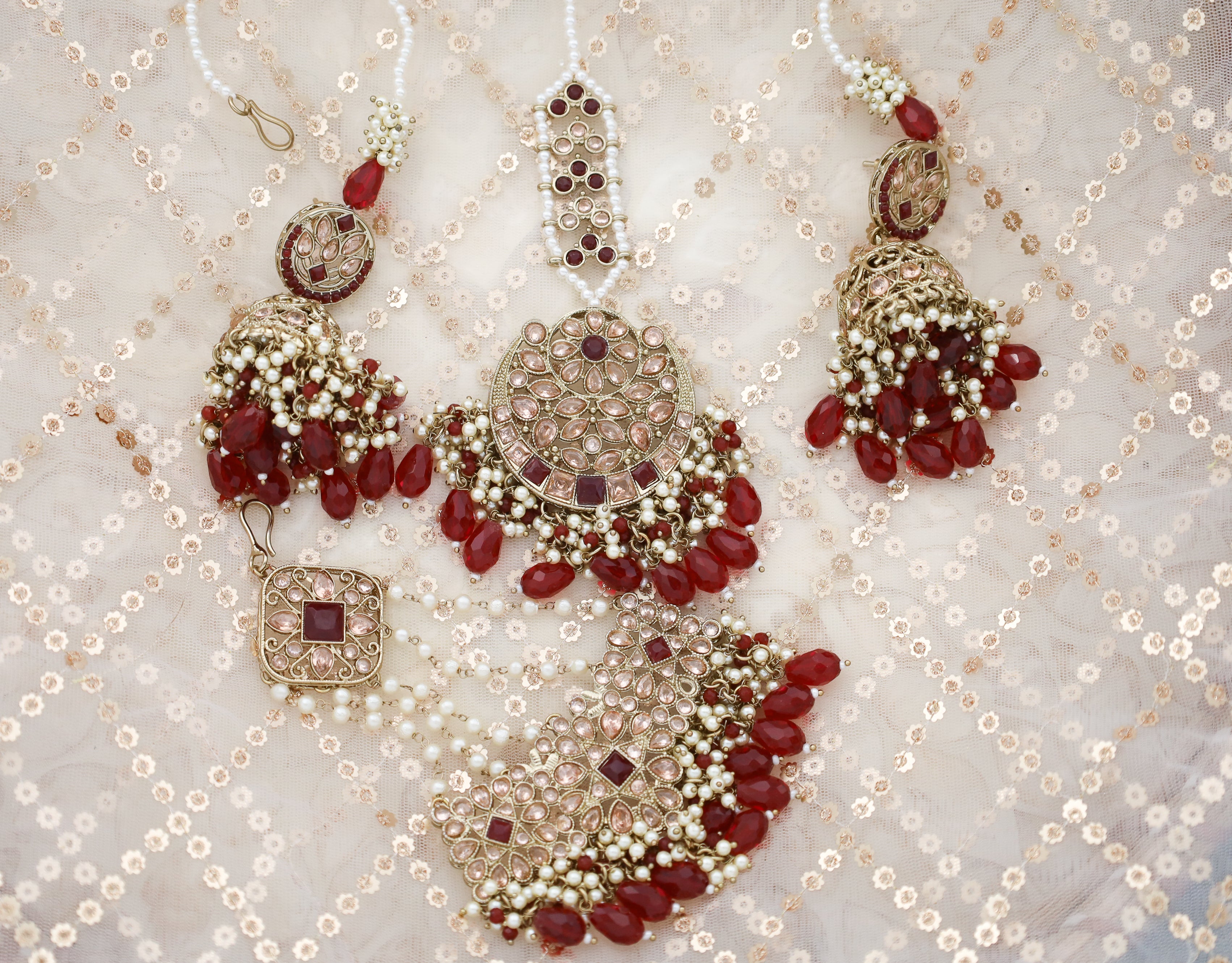 Vihana Polki Full Set Jewelry - Traditional Indian Kundan Necklace, Earrings & Bracelet Set for Weddings, Parties & Festive Occasions